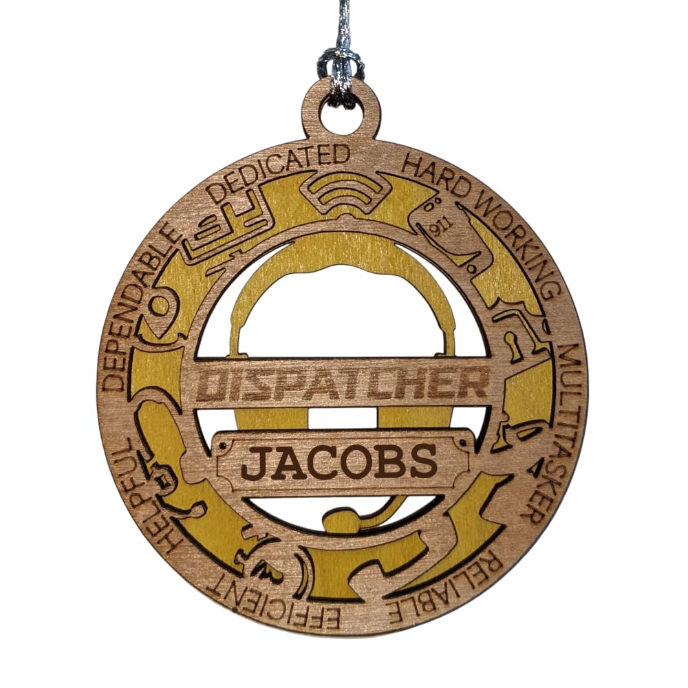 Personalized 3" 911 Dispatcher Wood Ornament - Cut Layer, USA