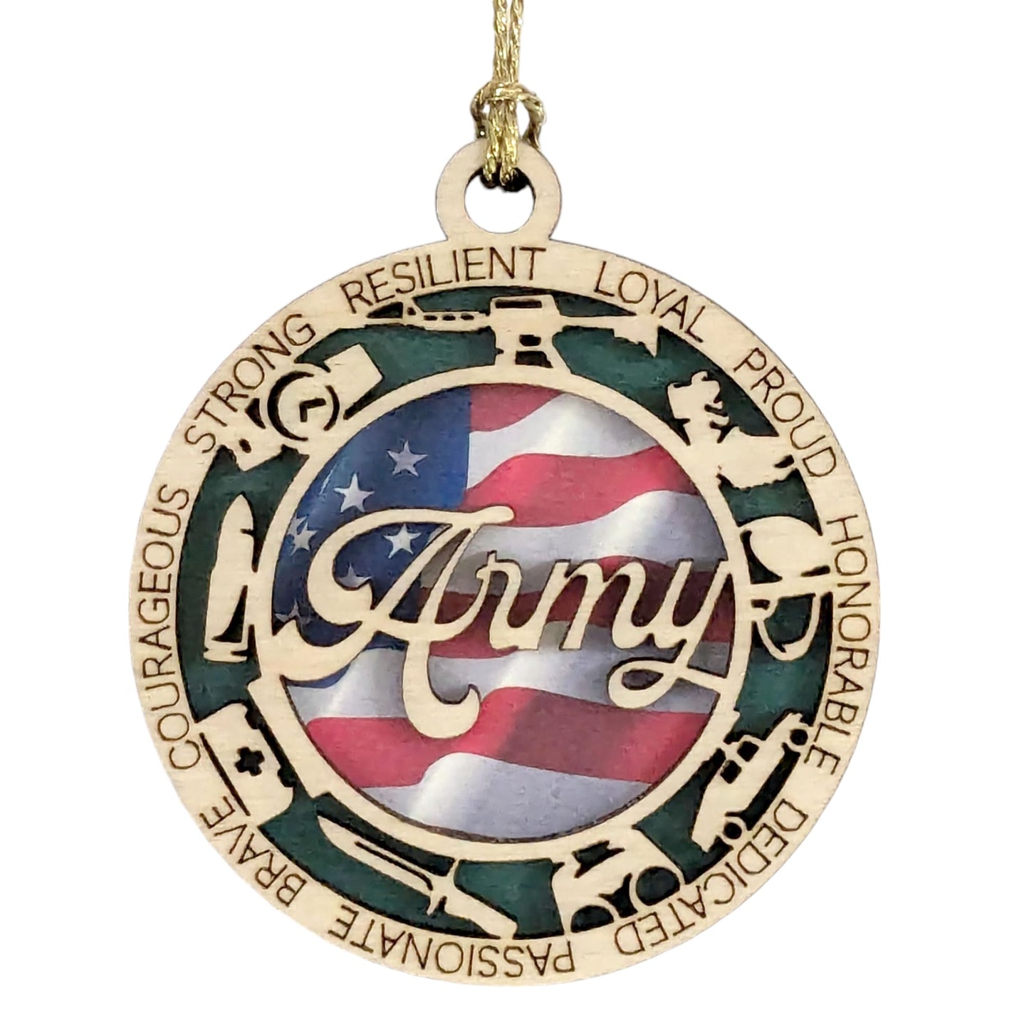 3" Army Script Ornament, Icons, Flag Backer