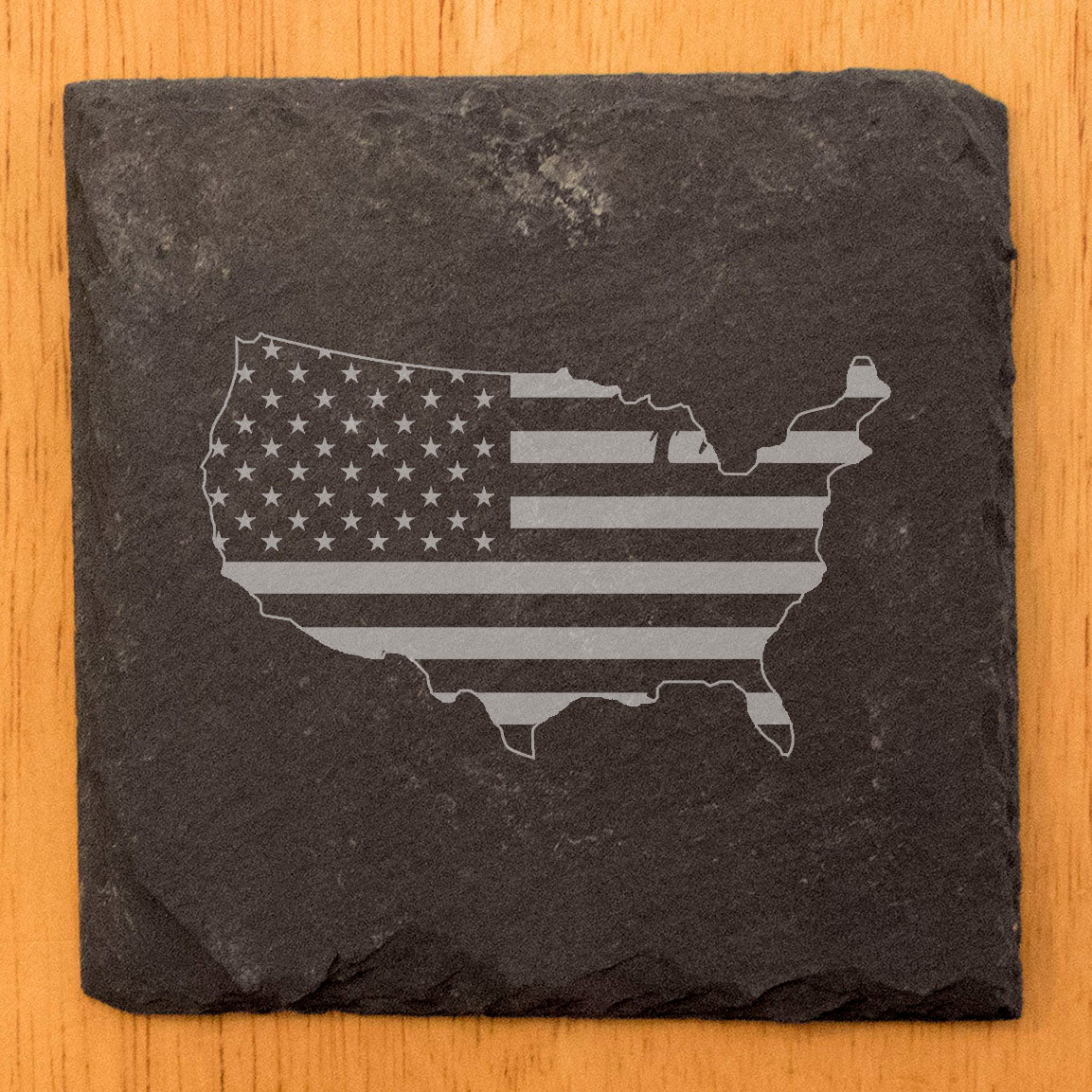 USA Pride Slate Coasters - Laser Etched Set with American Flag Design - Patriotic Drink Mats for Home Decor