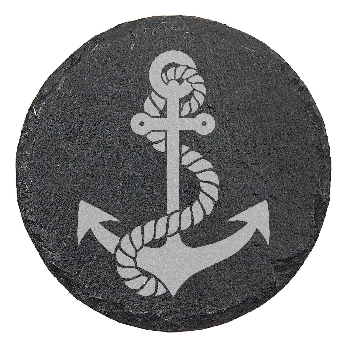Nautical Charm: Slate Coasters with Laser-Etched Anchor & Rope Design