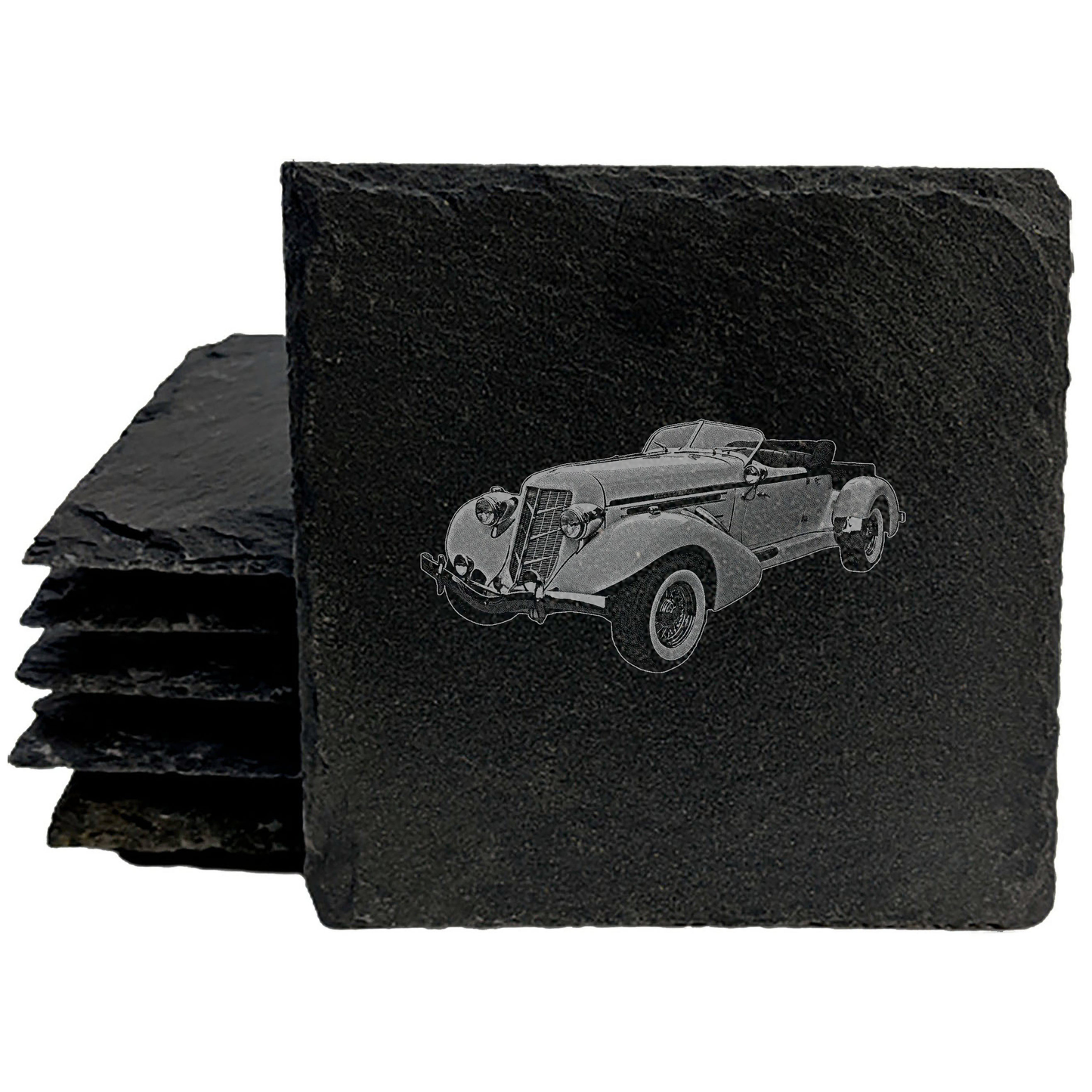 Art Deco Elegance: 1935 Auburn Laser-Etched Coasters for Classic Style