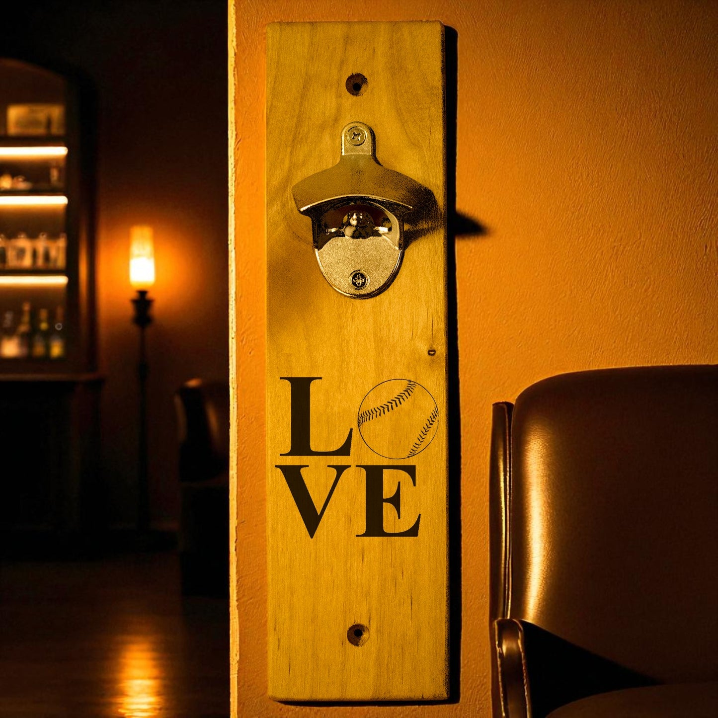 Love Baseball Wall Mount Bottle Opener
