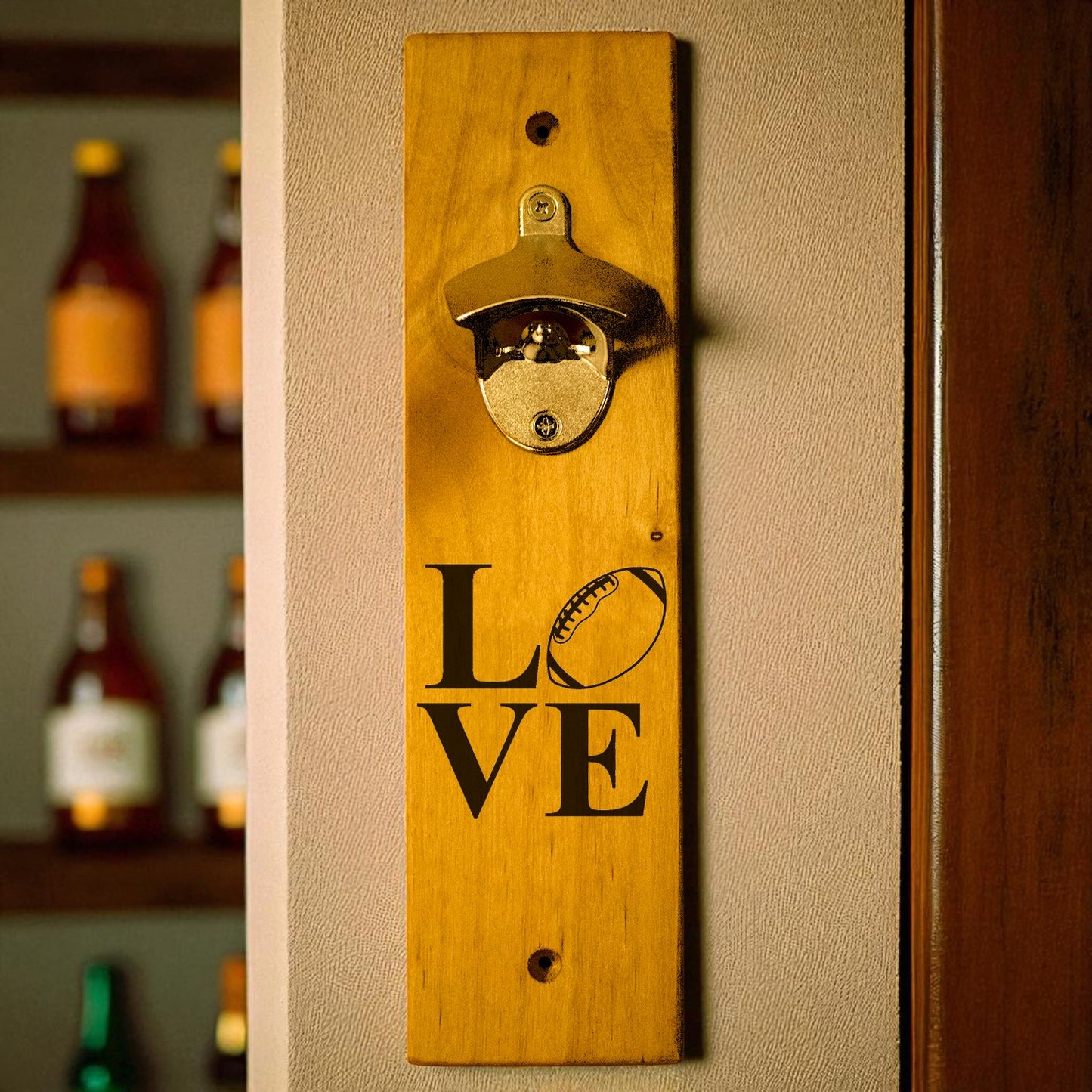 Love Football Wall Mount Bottle Opener