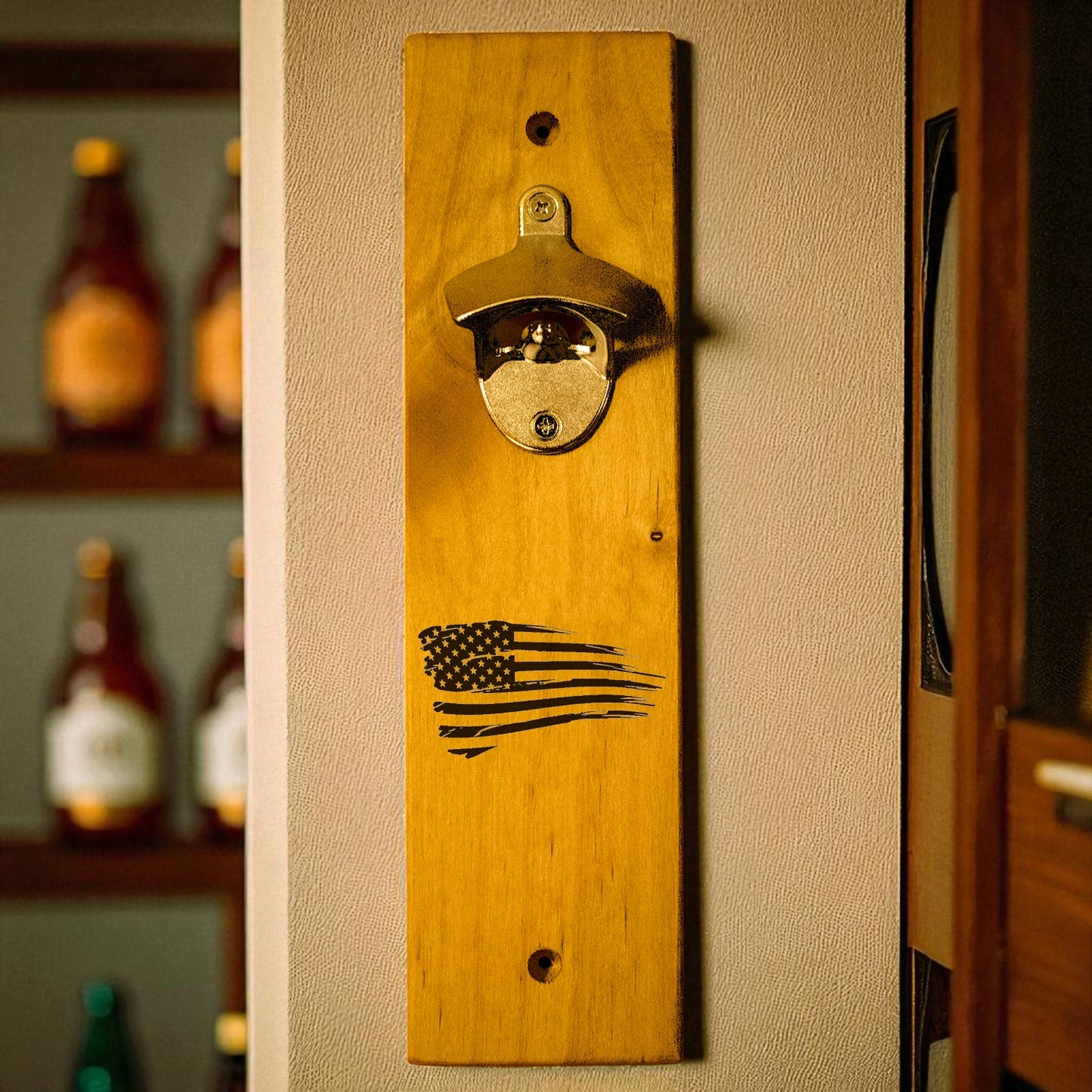 Tattered Flag Wall Mount Bottle Opener