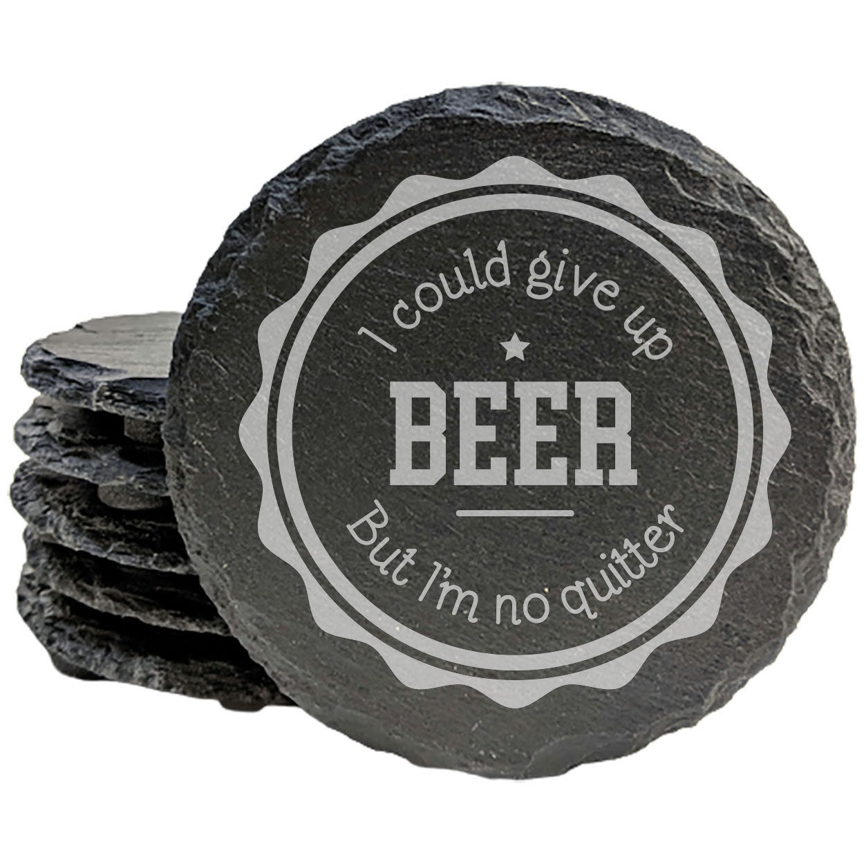 Man Cave Must-Have: Give Up Beer? Don't Be Ridiculous! Laser-Etched Coasters for Dedicated Drinkers