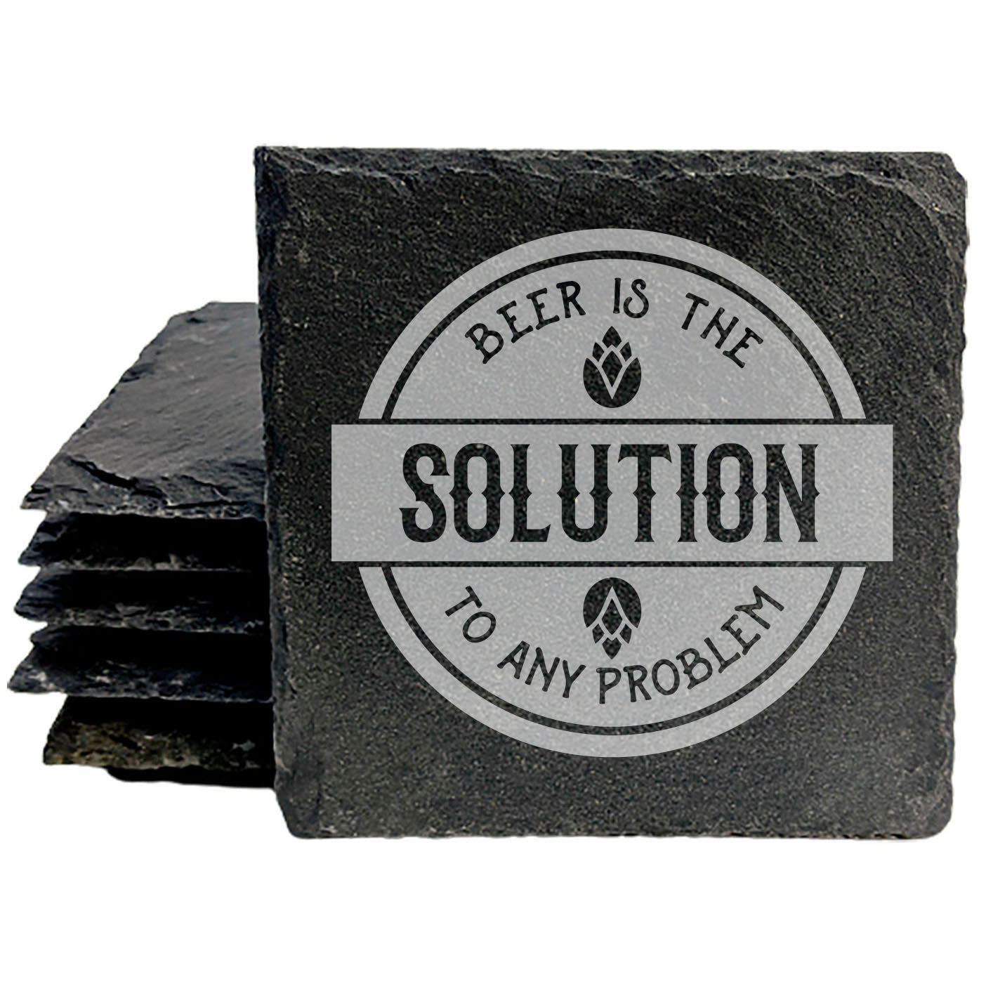 Elevate Your Drinks: Engraved Beer Lover Slate Coasters for Any Occasion