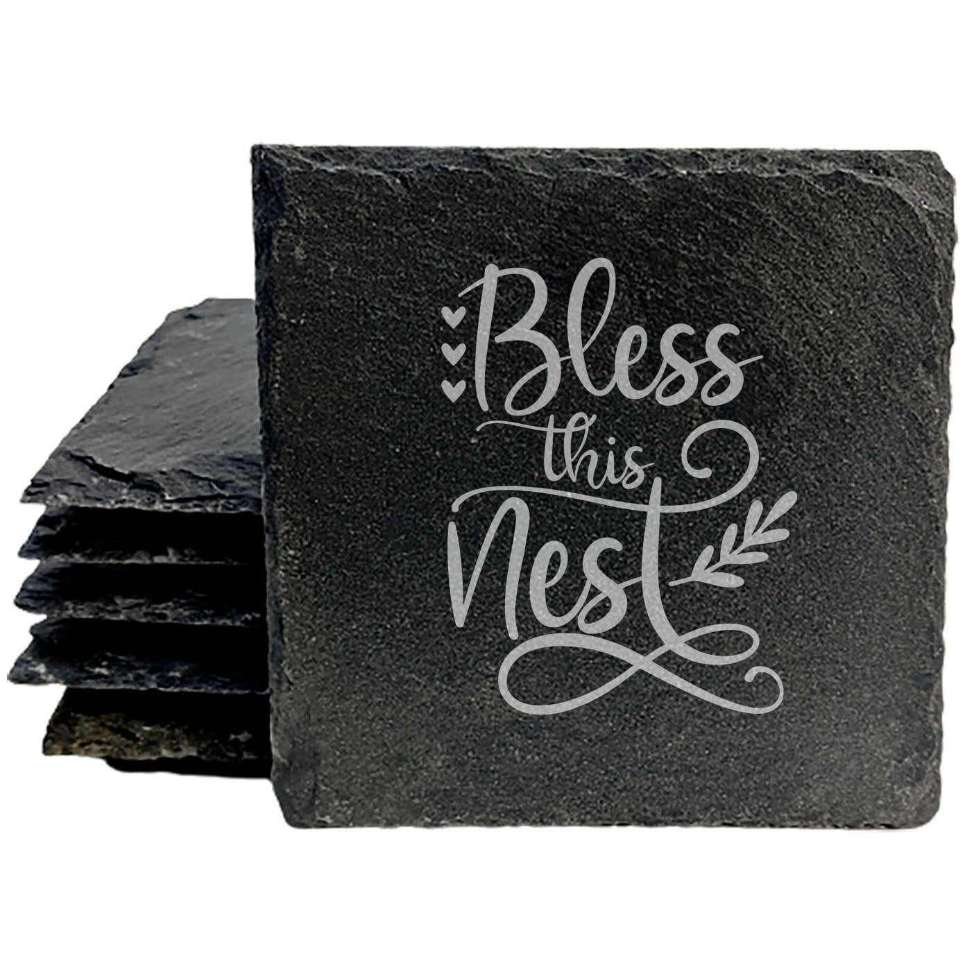 Housewarming Gift: "Bless This Nest" Slate Coasters for a New Home