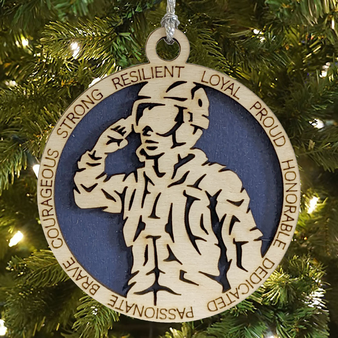 Handmade 3" Air Force Female Soldier In Field Uniform Ornament - Personalized Military Christmas Gift