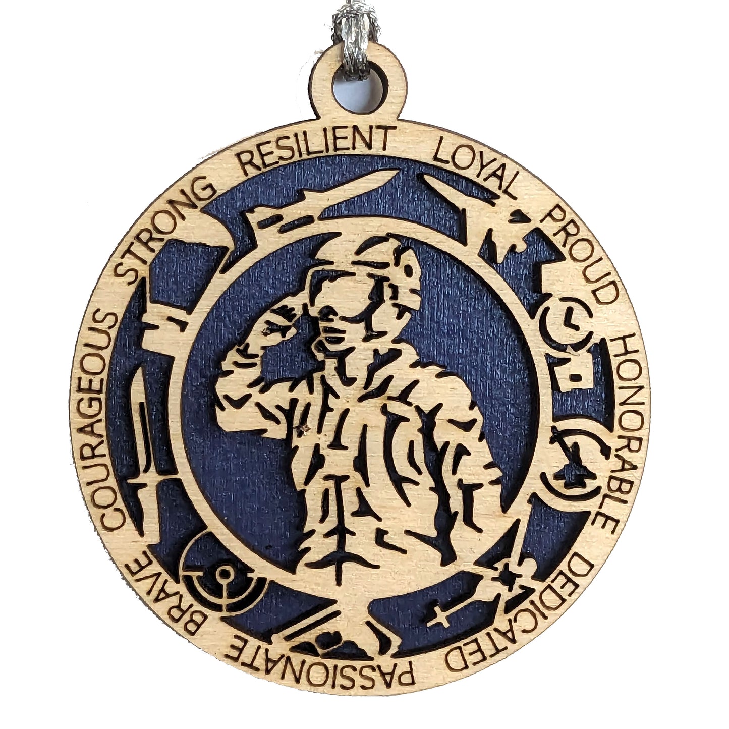 Handcrafted 3" Wood Christmas Ornament - Air Force Female Soldier Tribute with Inspiring Words & Aviation Icons, Made in USA