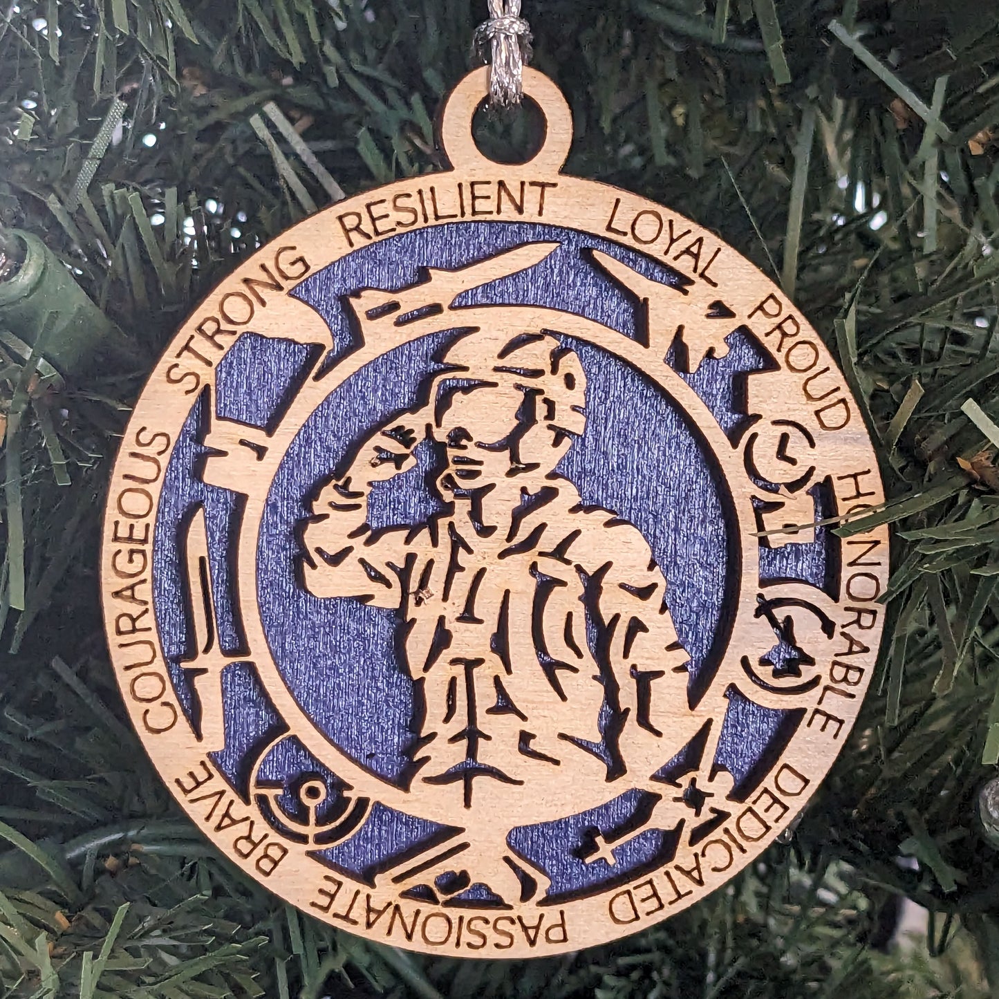 Handcrafted 3" Wood Christmas Ornament - Air Force Female Soldier Tribute with Inspiring Words & Aviation Icons, Made in USA