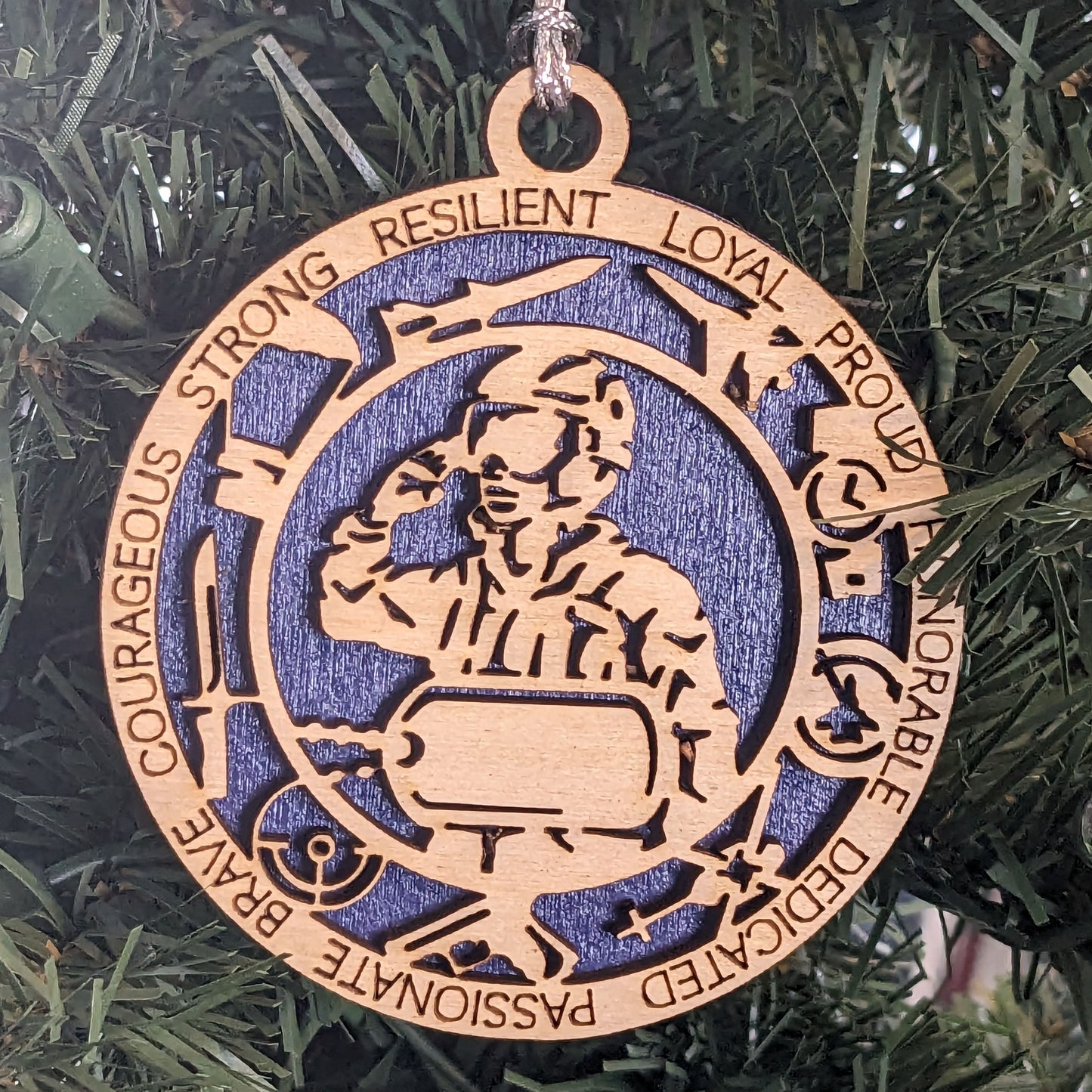 Personalized Air Force Female Soldier Ornament - 3" Wood Christmas Decoration, Military Gift, USAF Keepsake