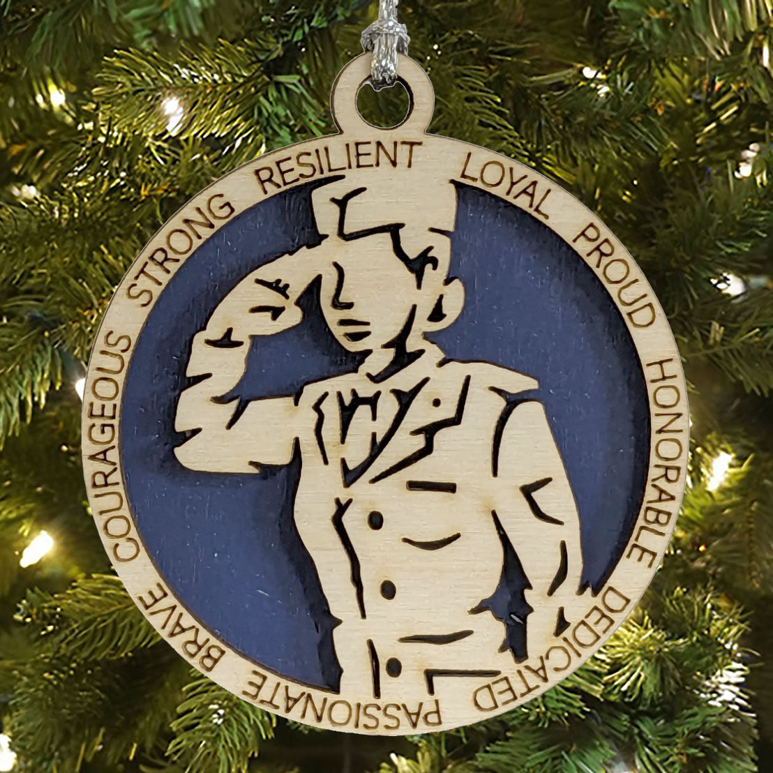 Patriotic Air Force Female Soldier in Formal Uniform 3" Wood Ornament - Christmas Military Gift