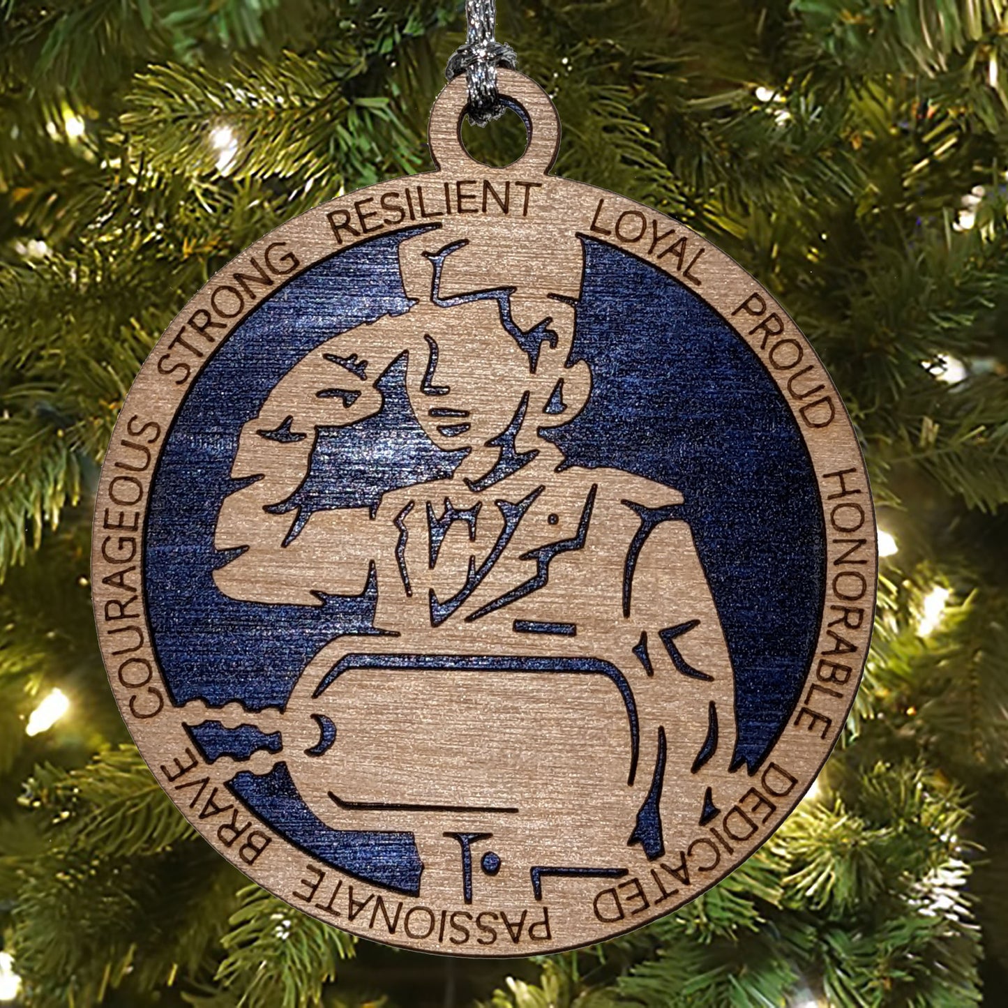 Personalized Air Force Female Soldier Christmas Ornament - 3" Wood Laser Cut Military Dog Tags Gift