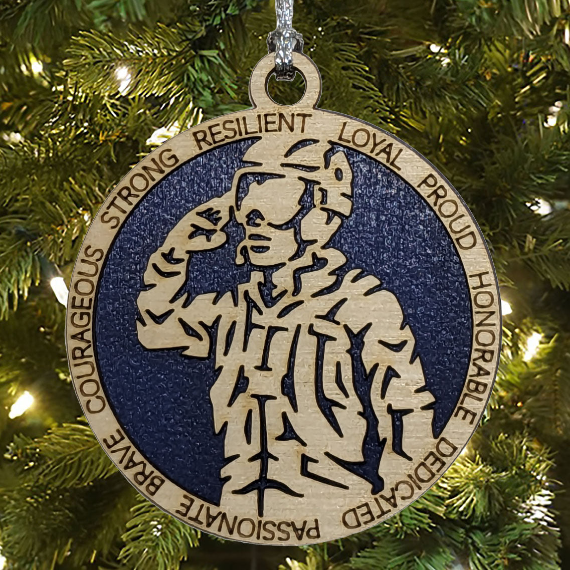 Air Force Soldier In Field Uniform Christmas Ornament - Wooden 3" Laser Cut Military Tribute - Patriotic Holiday Decor