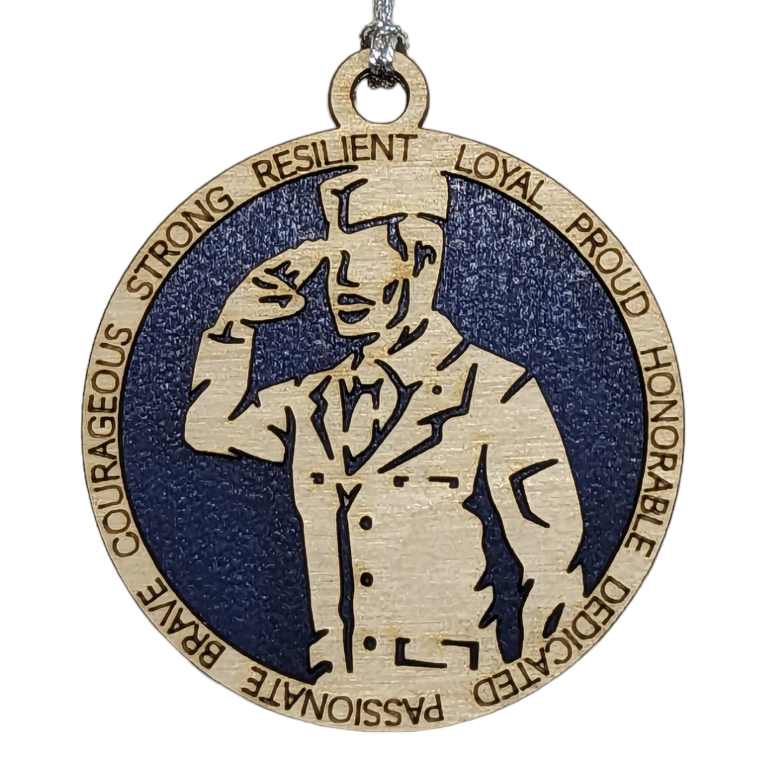 Personalized Air Force Soldier In Formal Uniform Christmas Ornament - 3" Wood Laser Cut Military Tribute