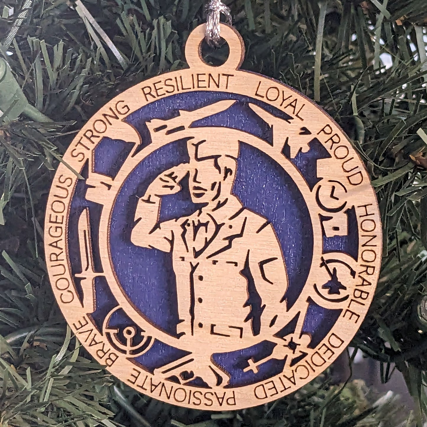 Air Force Soldier Christmas Ornament - 3" Wood Laser Cut Military Keepsake - Patriotic Holiday Decor