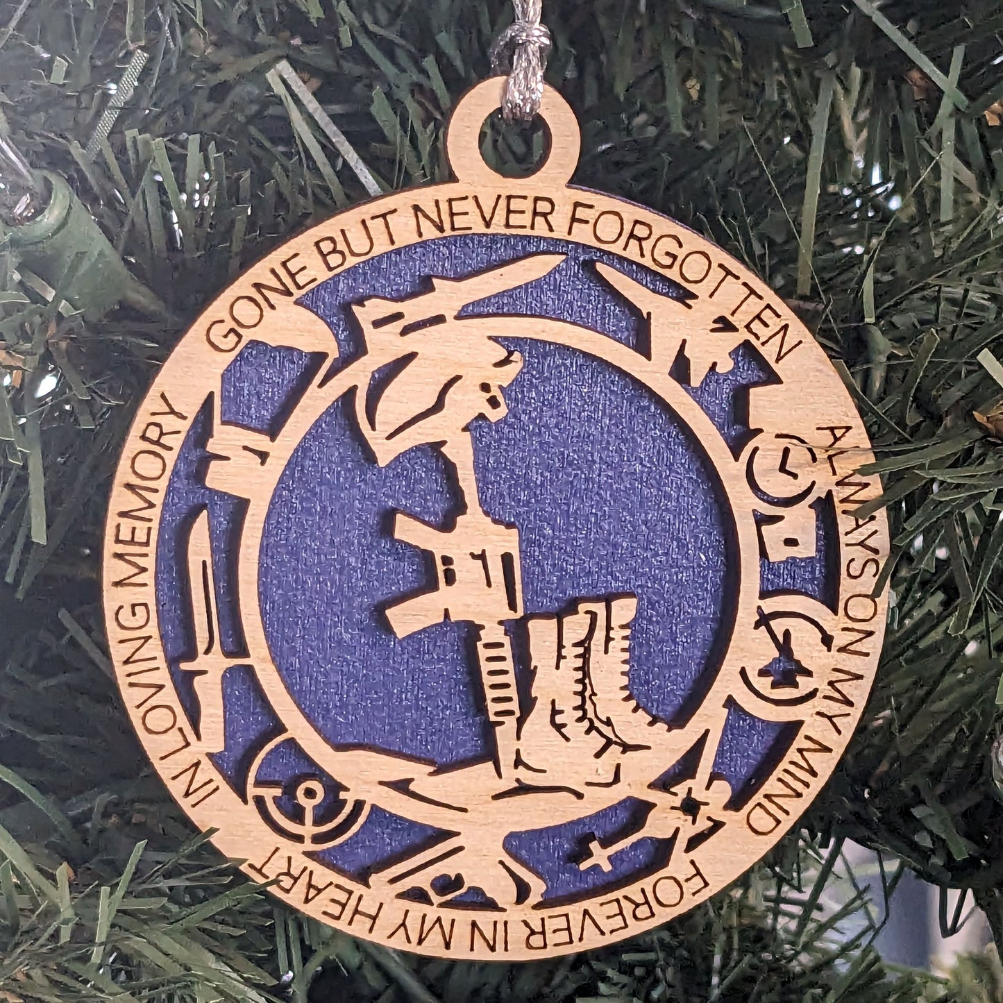 Air Force Memorial Ornament - 3" Wood Laser Cut - Battlefield Cross Christmas Decoration - Patriotic Gift