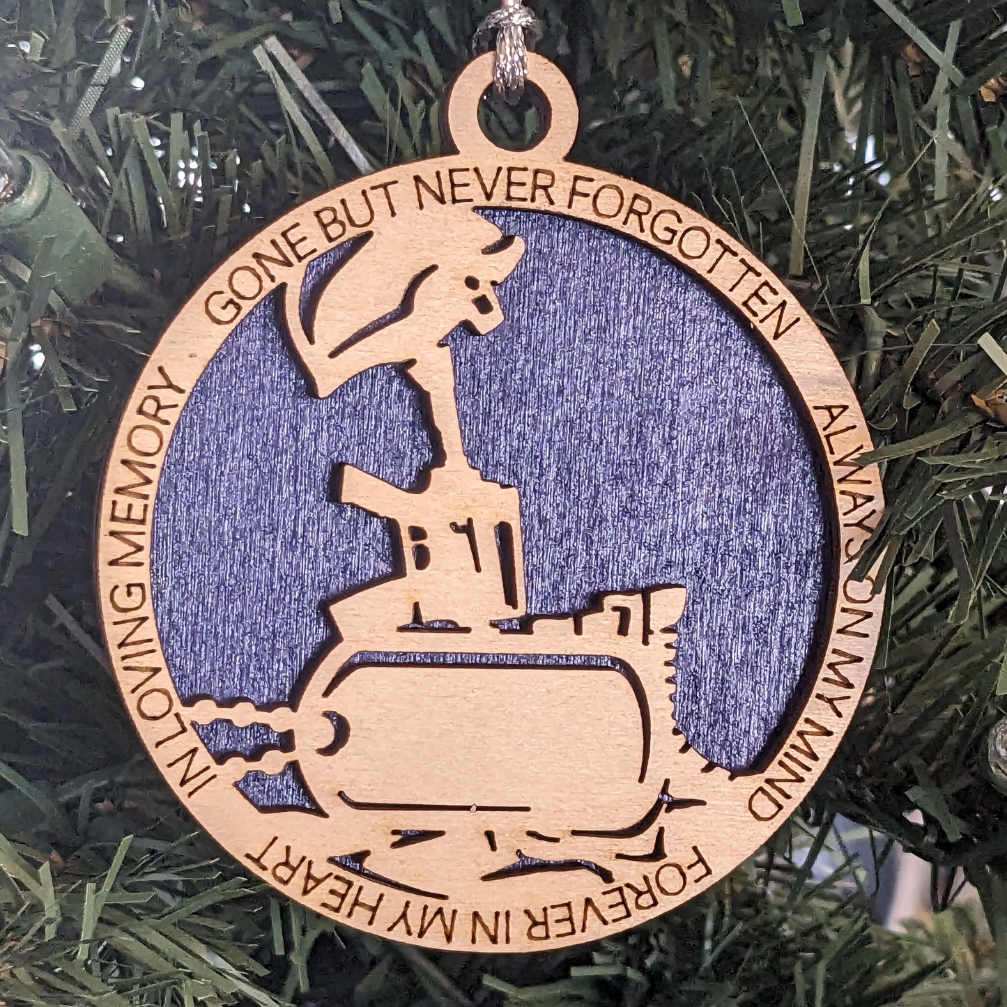 Personalized Air Force Battlefield Cross Wooden Christmas Ornament - Military Memorial Gift - Custom Engraved Dog Tags - Handmade in USA
