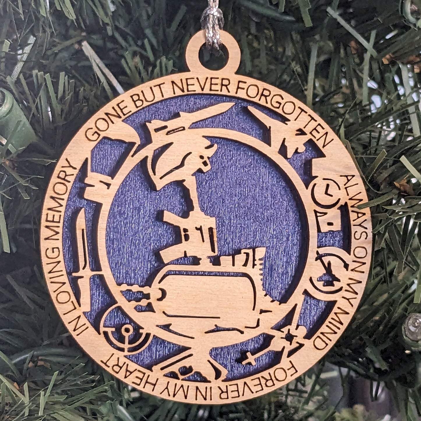 Personalized Air Force Battlefield Cross Wooden Christmas Ornament - Military Memorial Keepsake for Fallen Airman