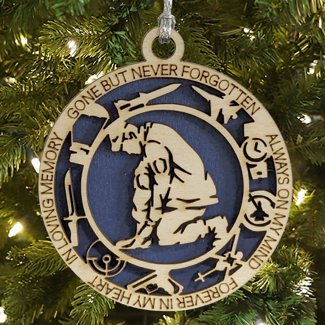 Air Force Memorial Ornament - Wooden Keepsake for Veterans, 3" Laser Cut Christmas Decoration, Military Tribute Gift