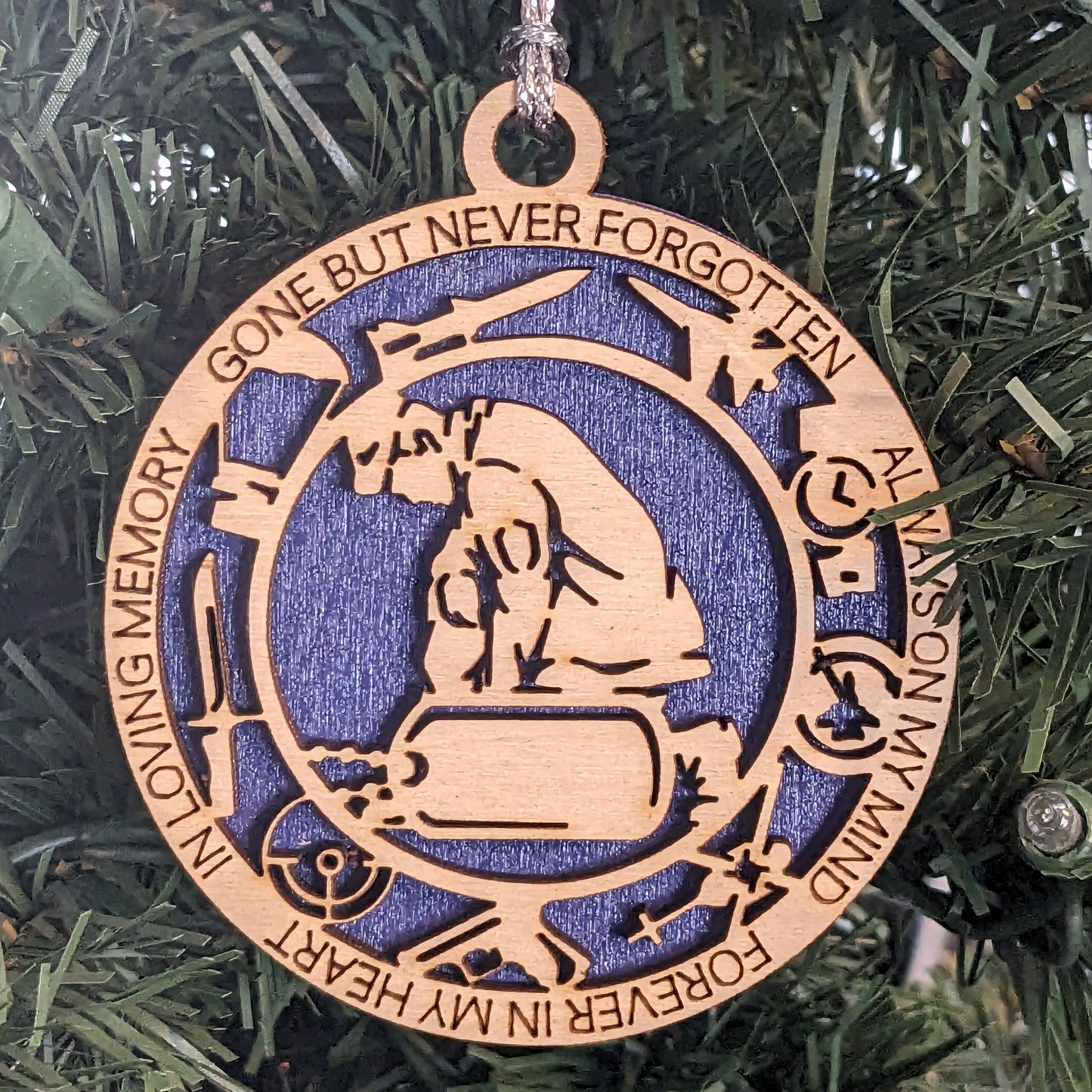 Personalized Air Force Memorial Ornament - Custom Engraved Wood Keepsake for Military Veteran