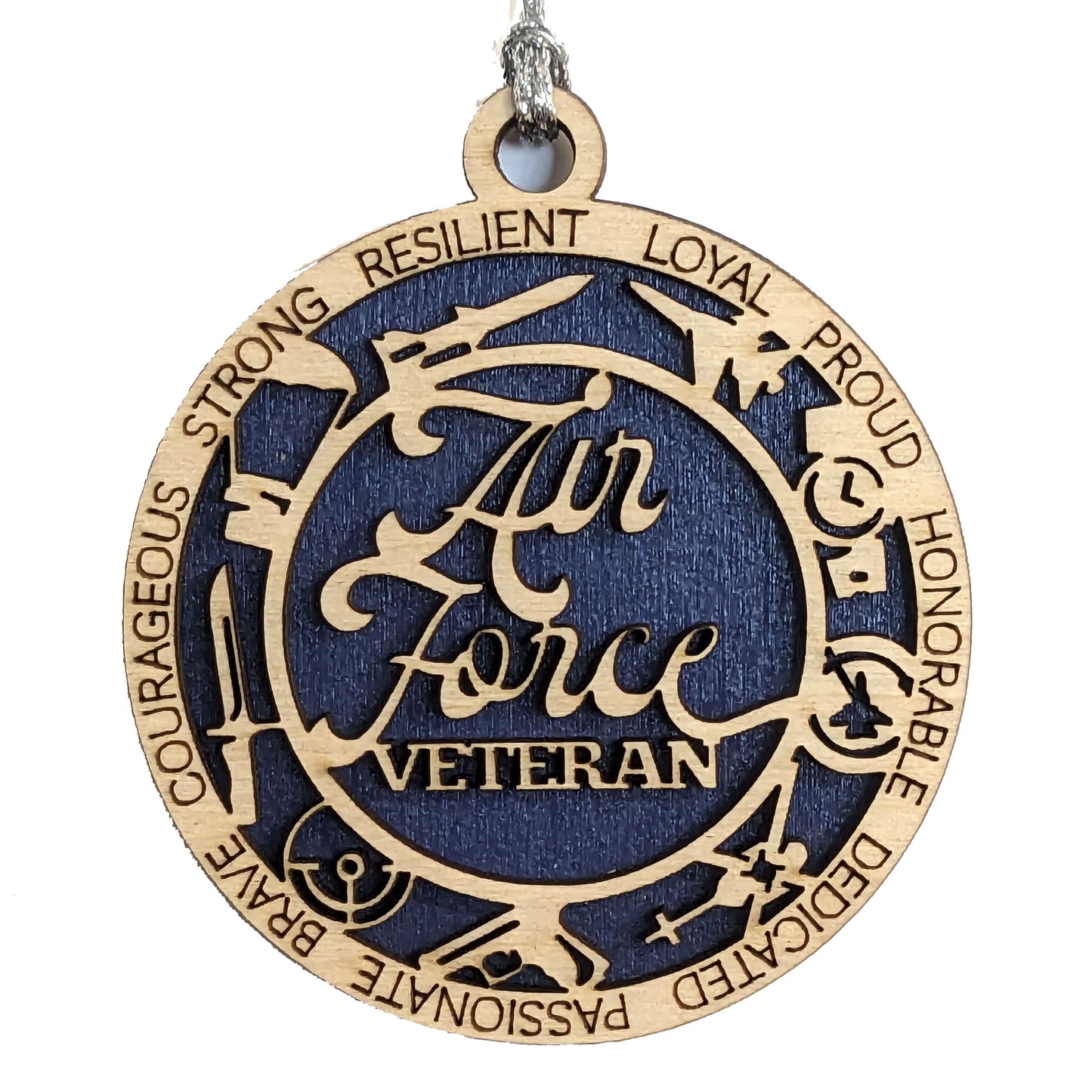 Handcrafted Air Force Veteran Ornament - 3" Wood Keepsake with Military Symbols for Christmas Tree