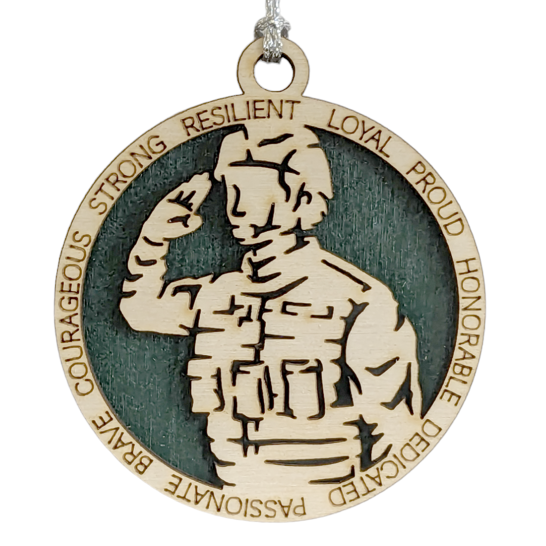 Handcrafted Female Soldier Christmas Ornament - 3" Wood Laser Cut Military Honor Gift for Women Veterans, Troops & Armed Forces