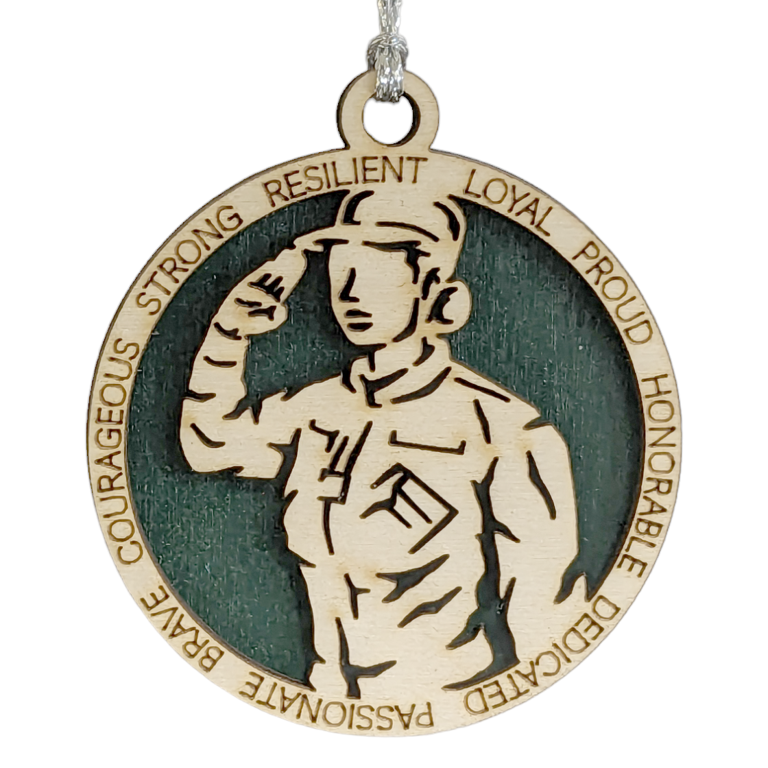 Handcrafted Female Soldier Christmas Ornament - 3" Wood Laser Cut Military Tribute - Patriotic Holiday Decor for Women in Uniform