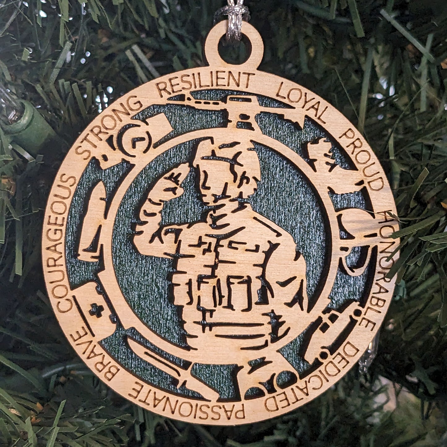 Patriotic Male Soldier Christmas Ornament - 3" Wood Army Tribute Gift for Military Men