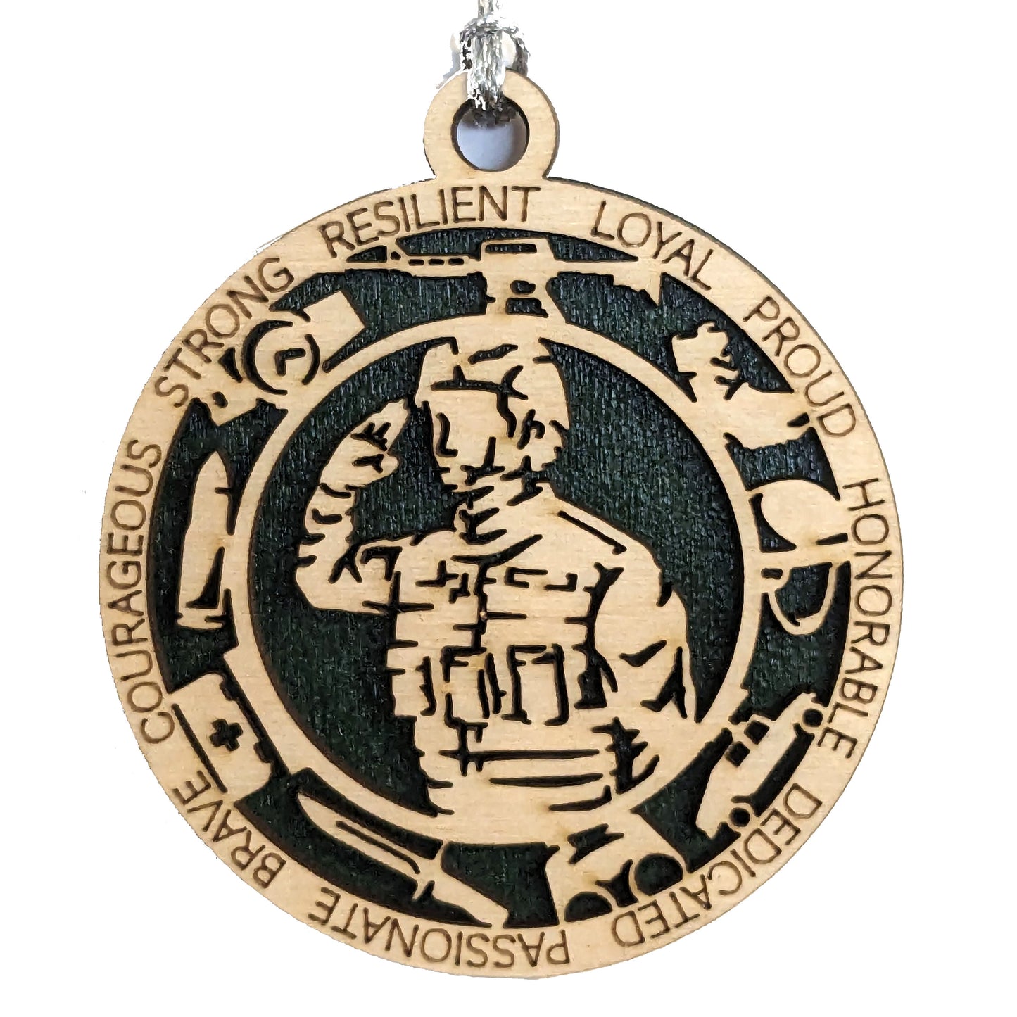 Patriotic Male Soldier Christmas Ornament - 3" Wood Army Tribute Gift for Military Men