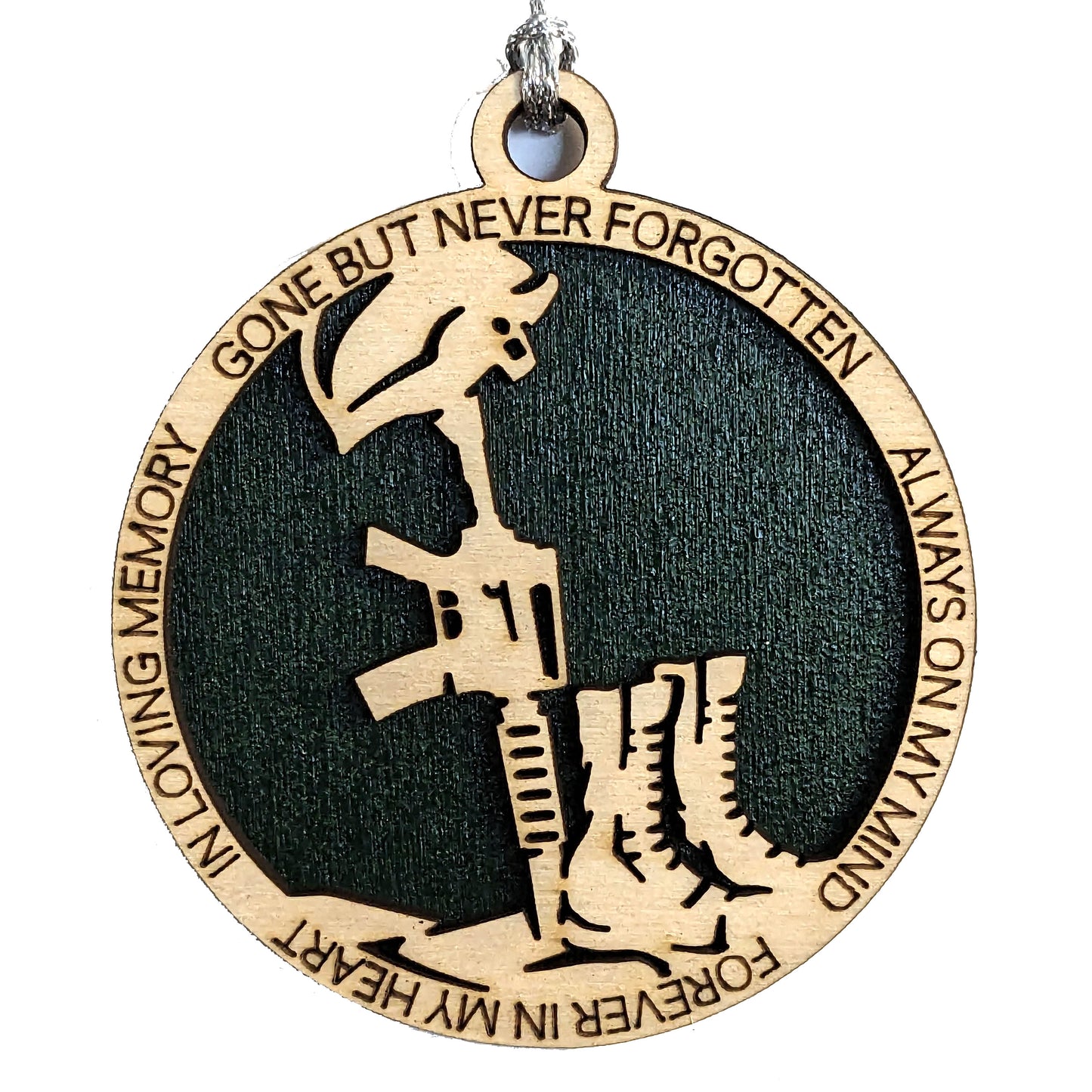Rustic Wood Army Battlefield Cross Christmas Ornament - Handcrafted Military Tribute Gift, Customizable 2-Layer Design