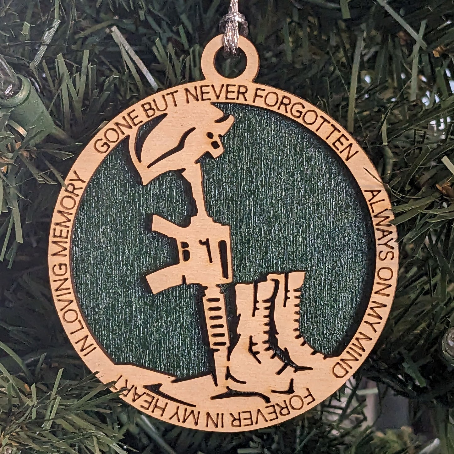 Rustic Wood Army Battlefield Cross Christmas Ornament - Handcrafted Military Tribute Gift, Customizable 2-Layer Design