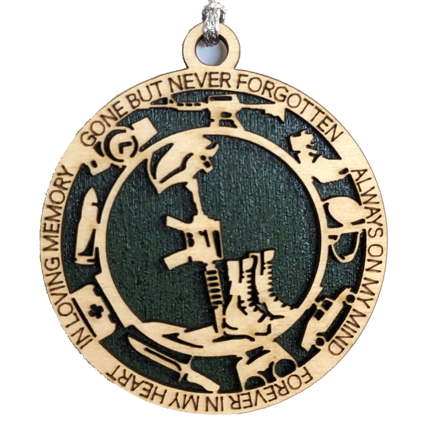 Handcrafted Army Battlefield Cross Christmas Ornament - 3" Wood Laser Cut Military Memorial Tribute - Memorial Soldier Gift
