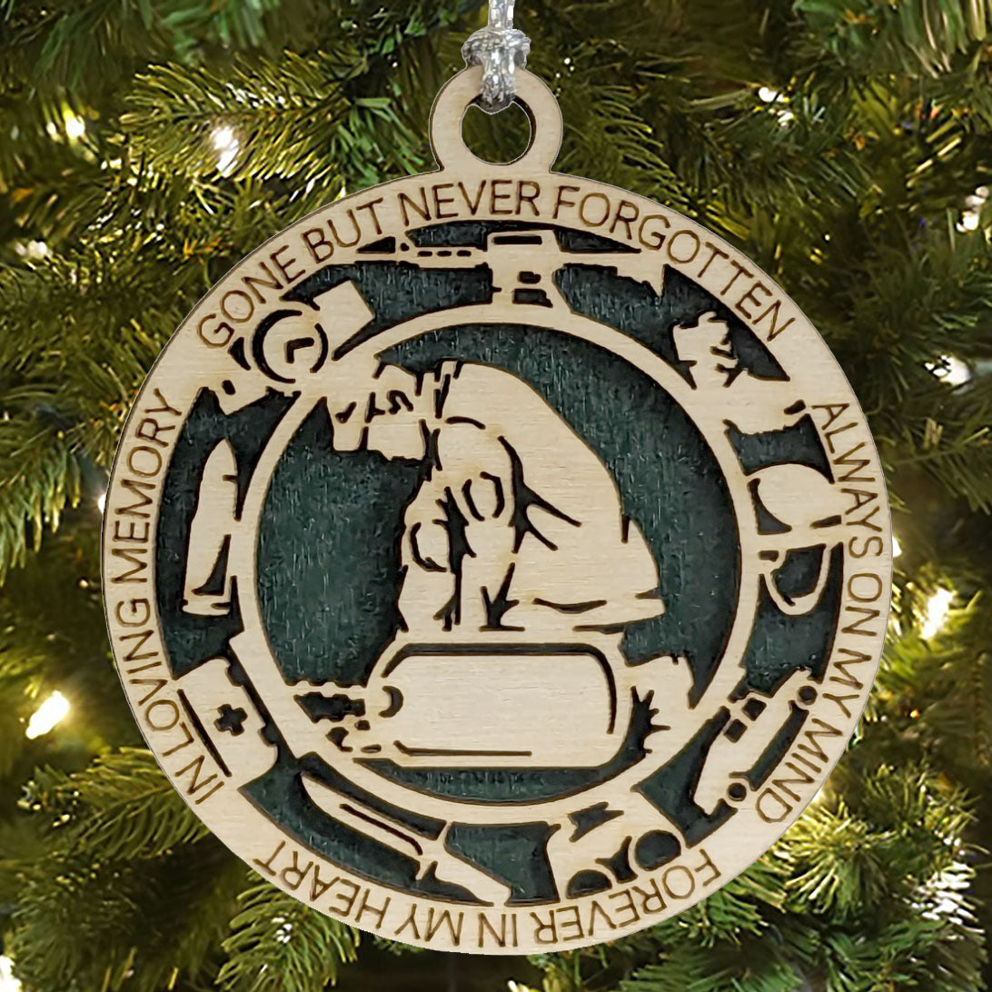 Handmade Military Keepsake Ornament - Personalized Wood Army Soldier Memorial for Christmas Tree