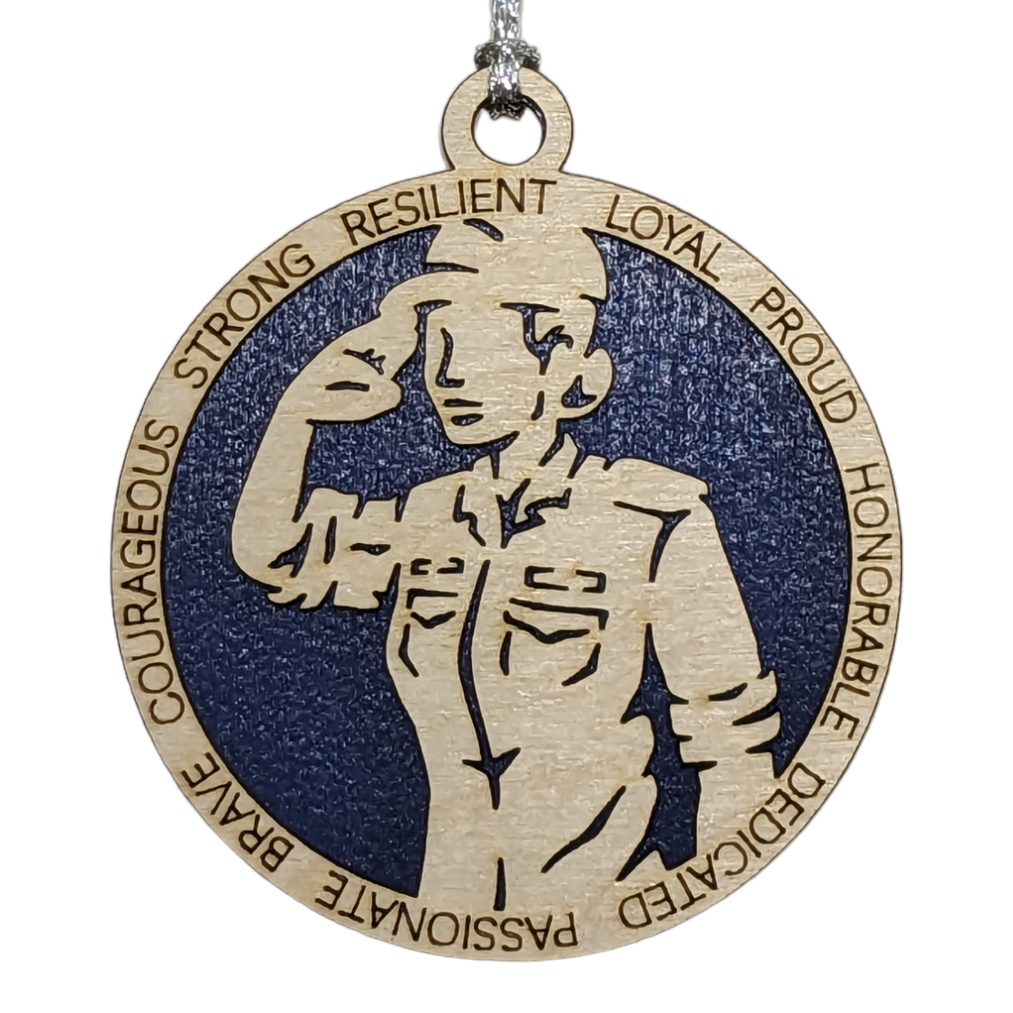 Women's Coast Guard Wooden Ornament - 3" Two-Layer Christmas Decoration - Female Sailor Design - Handcrafted in USA