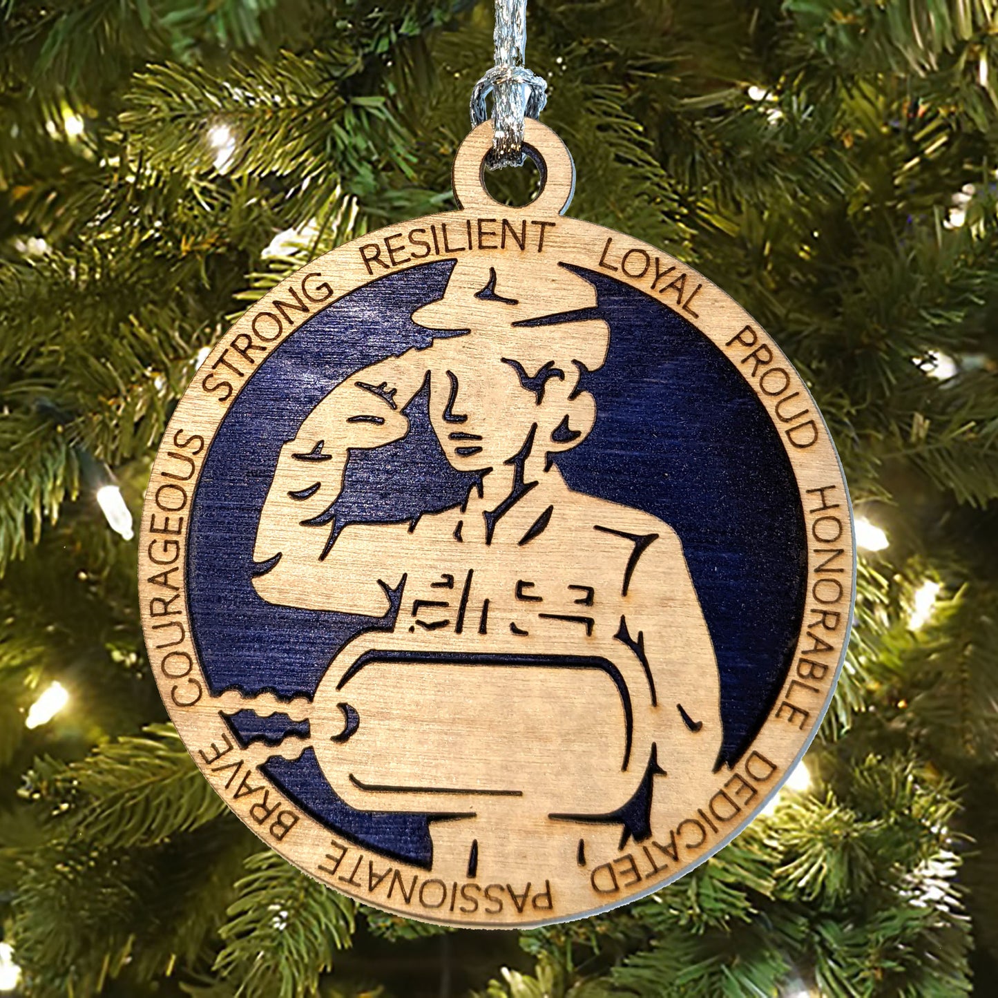Coast Guard Woman Dress Uniform Ornament - 3" Wooden Christmas Decoration - Custom Dog Tags - Female Sailor - USA Made