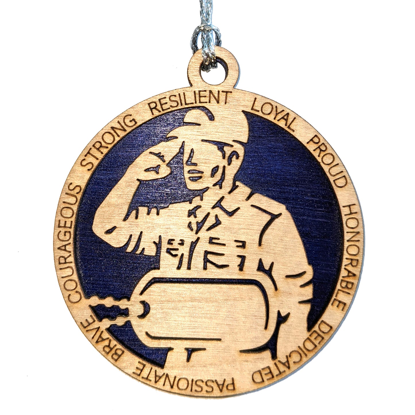 Male Coast Guard Christmas Ornament - 3" Wooden Laser Cut with Custom Dog Tags - Men in Military Gift - USA Handcrafted