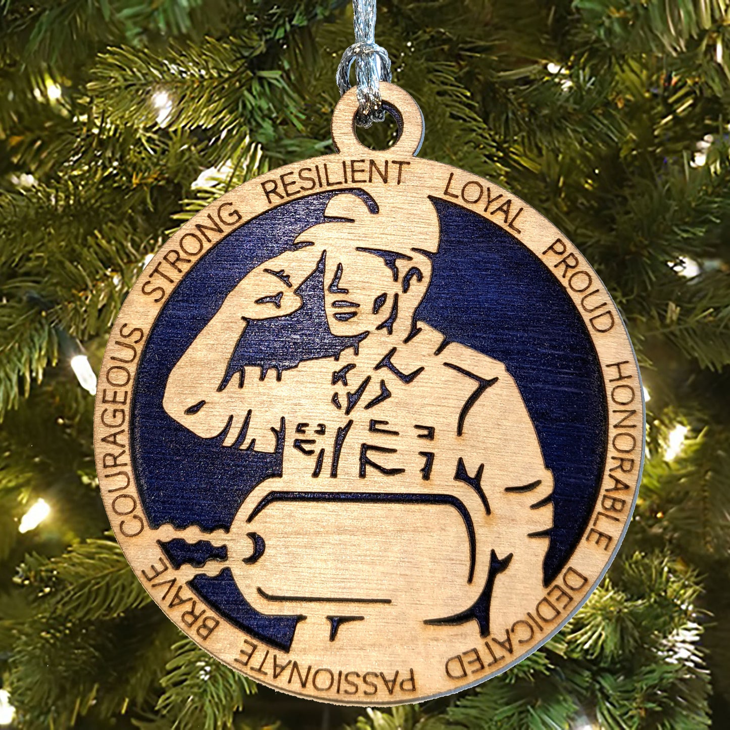 Male Coast Guard Christmas Ornament - 3" Wooden Laser Cut with Custom Dog Tags - Men in Military Gift - USA Handcrafted