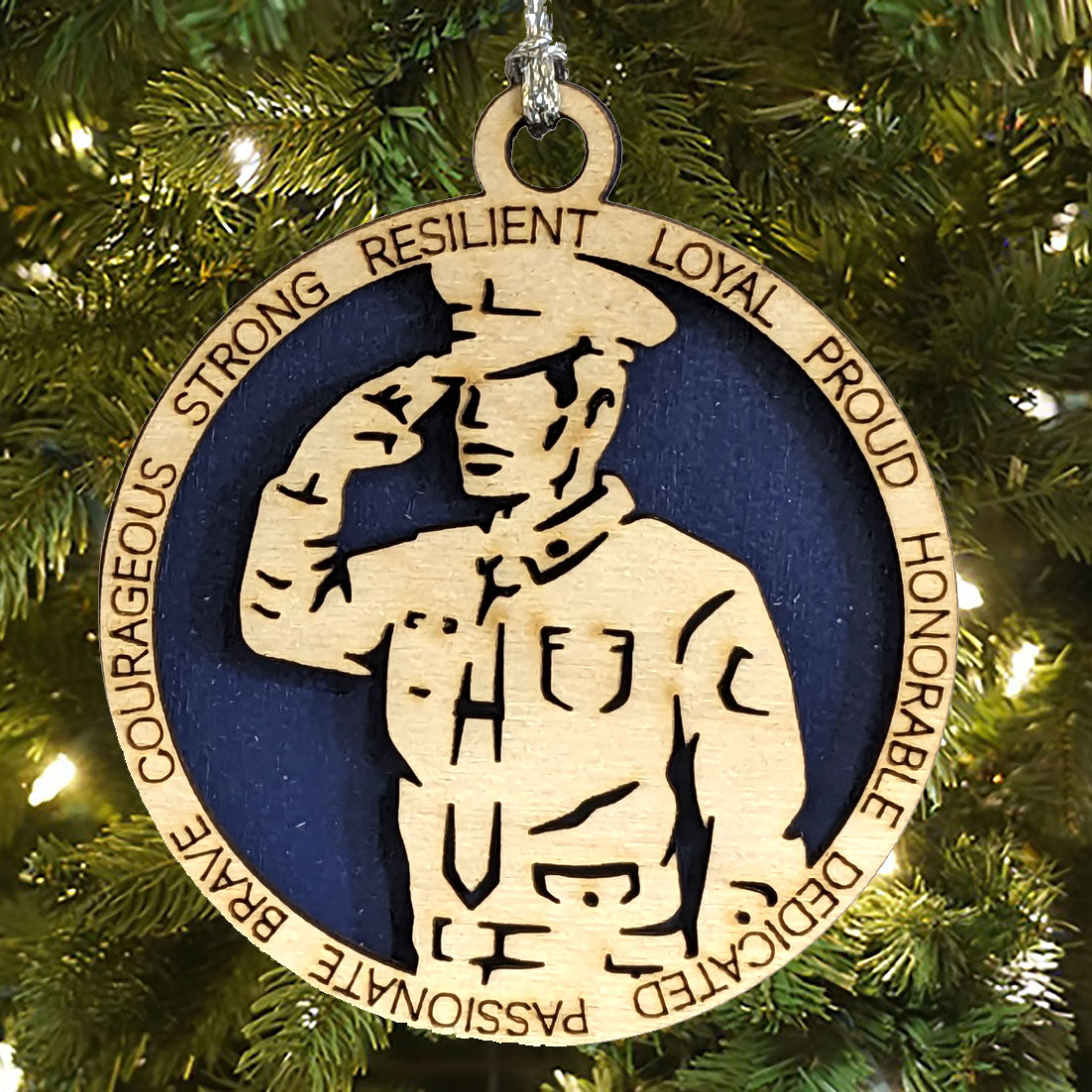 Male Coast Guard Christmas Ornament - 3" Wooden Laser Cut with Dress Uniform - Men in Military Gift - Customizable USA Made