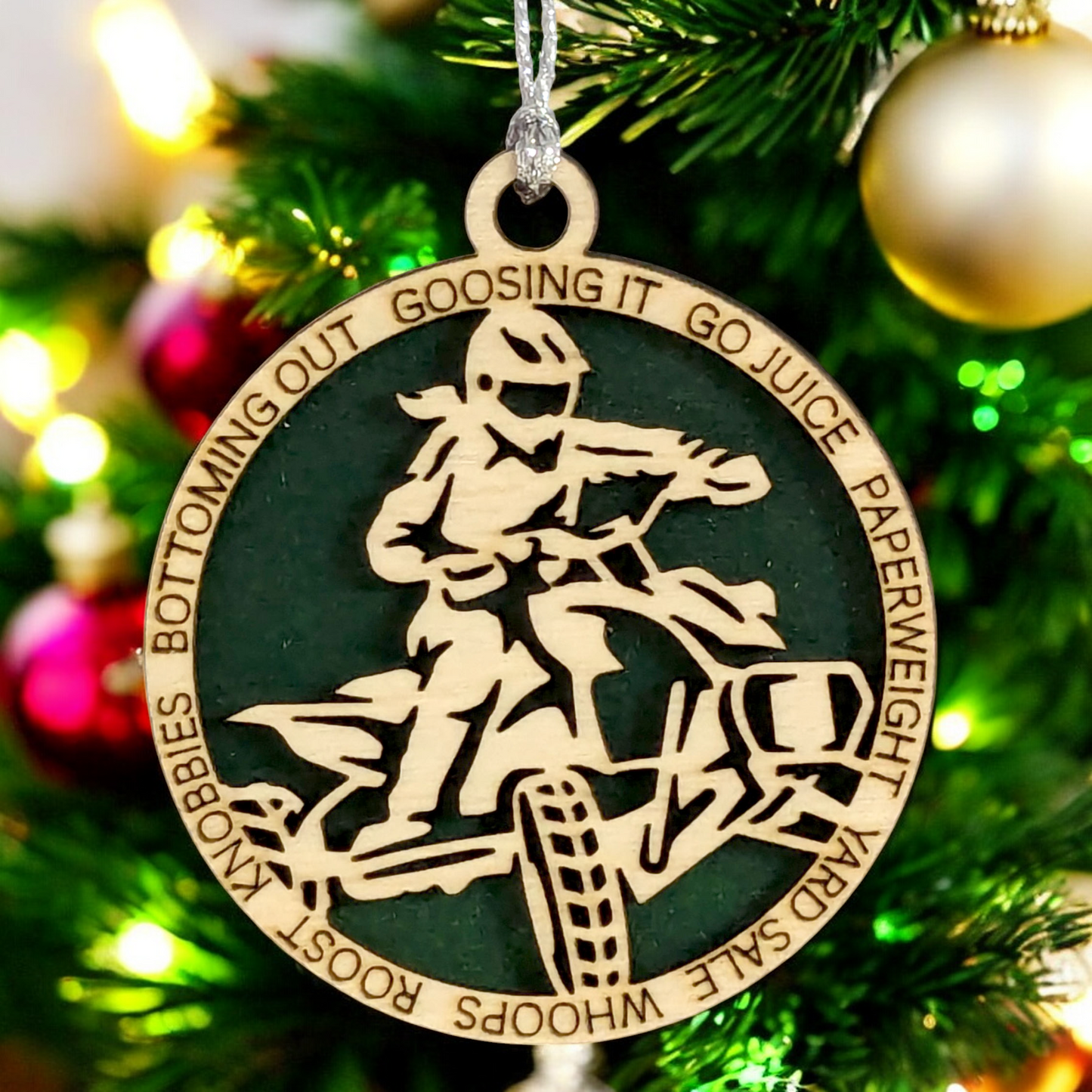 3" Laser Cut Handcrafted Wooden Personalized Female ATV Christmas Ornament - Custom Name, ATV Rider Holiday Decor, Unique Gift, Tree Decoration - Durable Wood Craftsmanship, ATV Enthusiast Keepsake