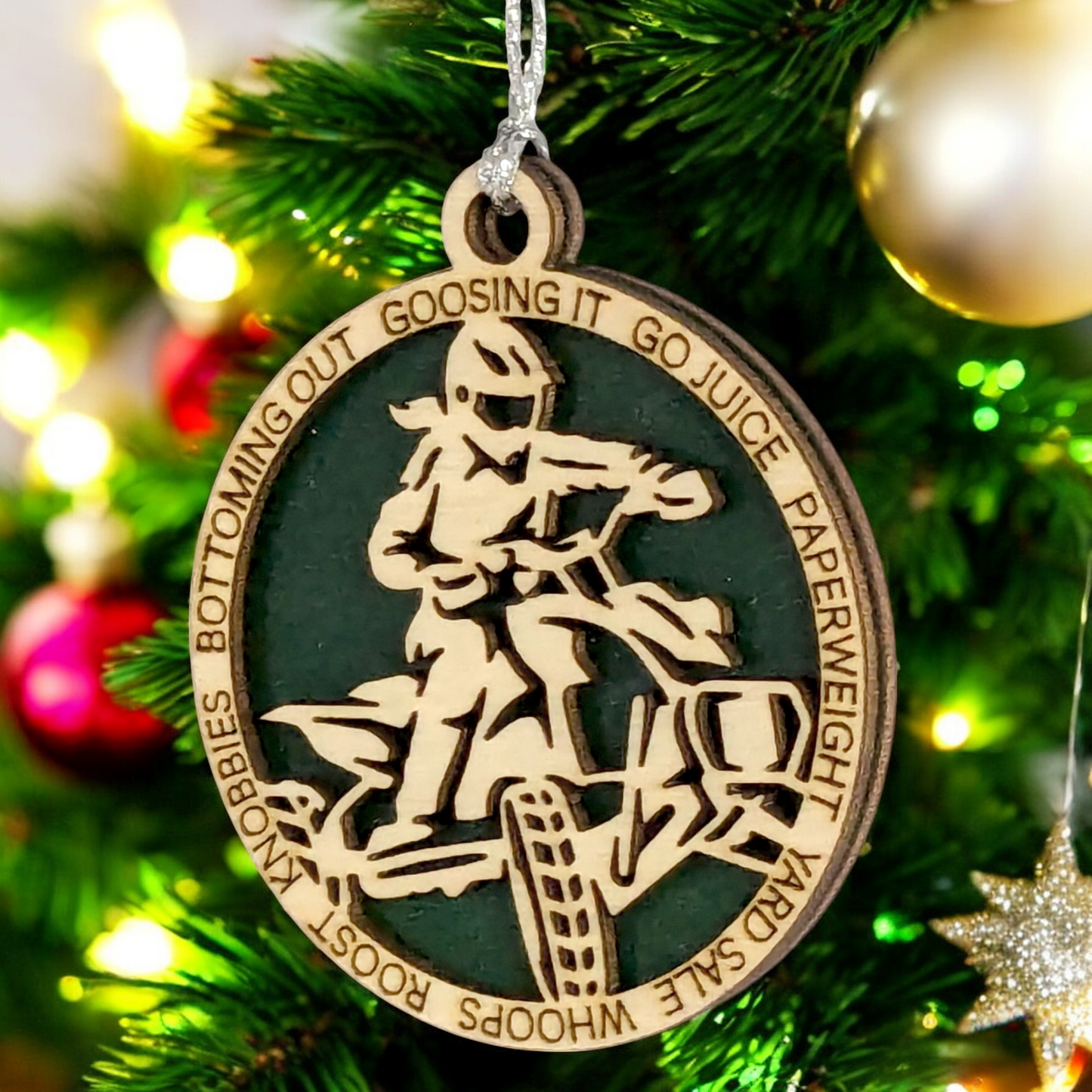 3" Laser Cut Handcrafted Wooden Personalized Female ATV Christmas Ornament - Custom Name, ATV Rider Holiday Decor, Unique Gift, Tree Decoration - Durable Wood Craftsmanship, ATV Enthusiast Keepsake