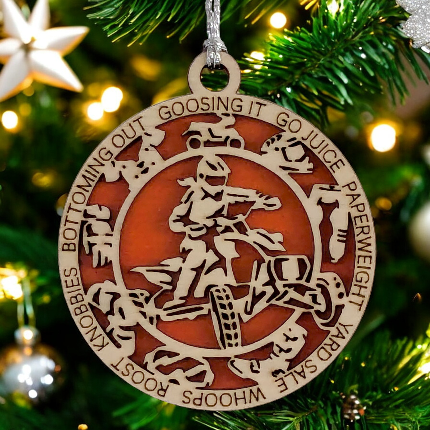 3" Laser Cut Handcrafted Wooden Personalized Female ATV Christmas Ornament - Custom Name, ATV Rider Holiday Decor, Unique Gift, Tree Decoration - Durable Wood Craftsmanship, ATV Enthusiast Keepsake