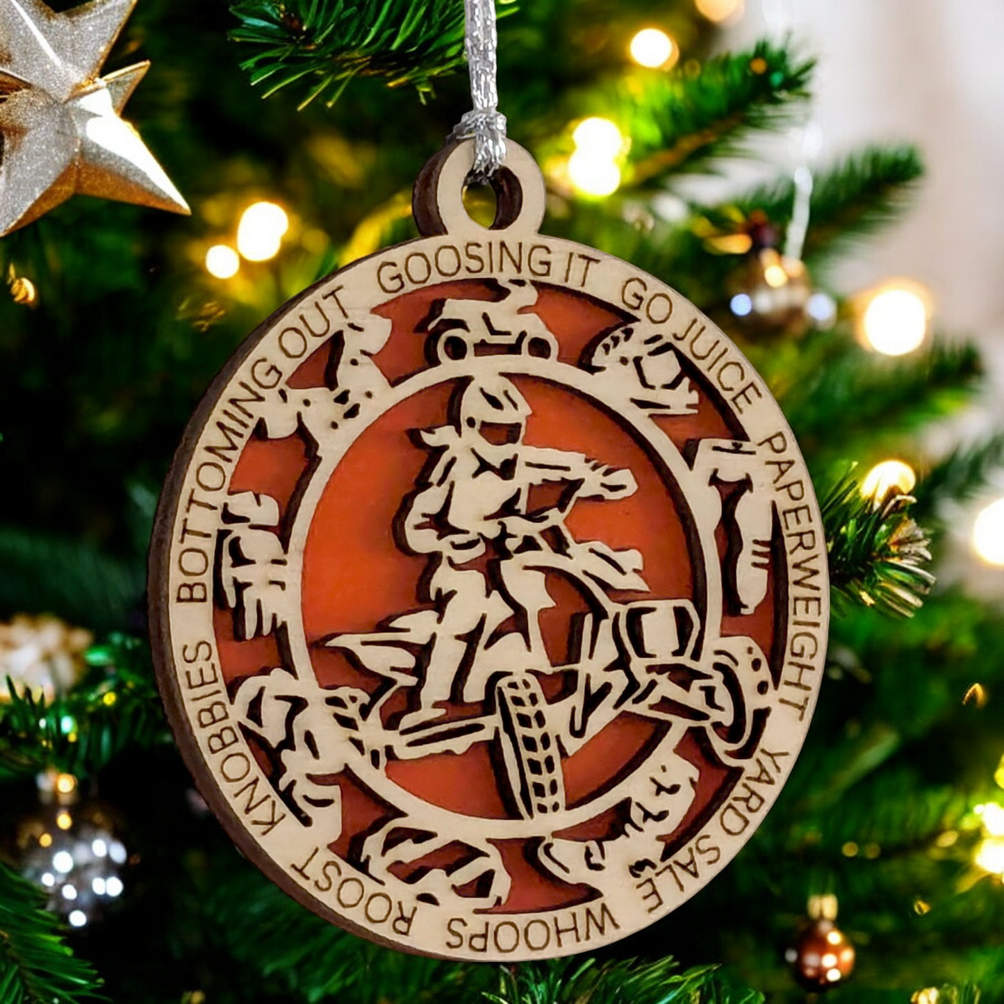 3" Laser Cut Handcrafted Wooden Personalized Female ATV Christmas Ornament - Custom Name, ATV Rider Holiday Decor, Unique Gift, Tree Decoration - Durable Wood Craftsmanship, ATV Enthusiast Keepsake