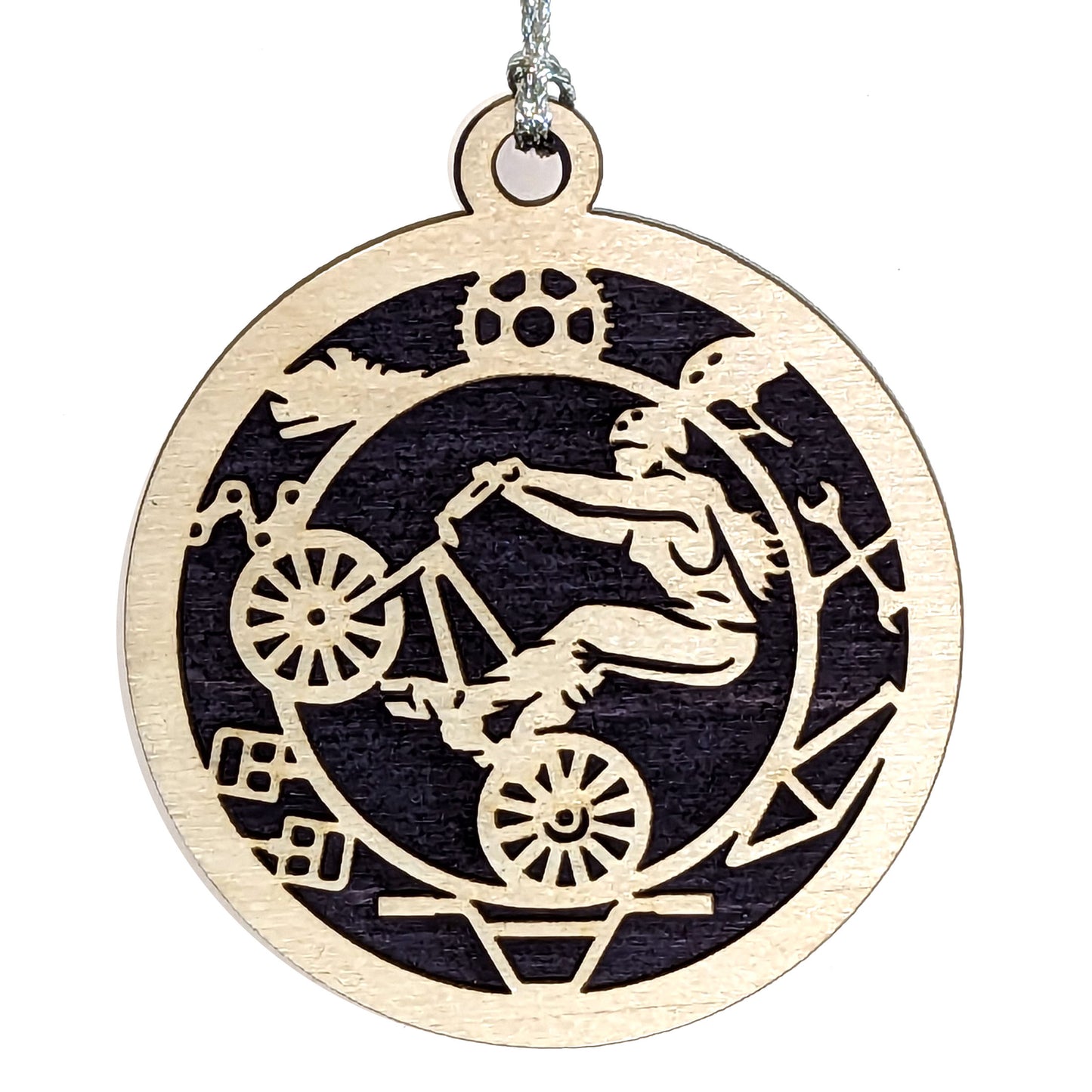 Female BMX laser cut wood ornament