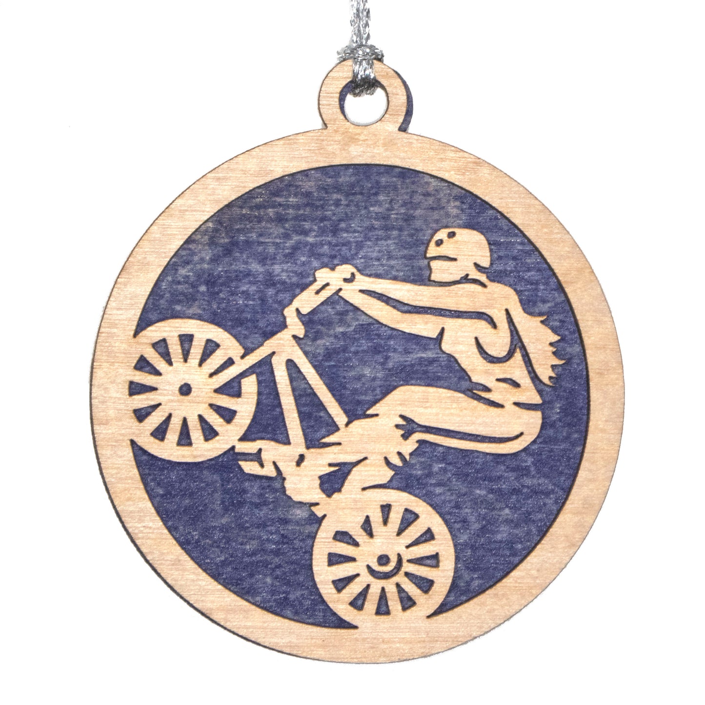 Female BMX laser cut wood ornament