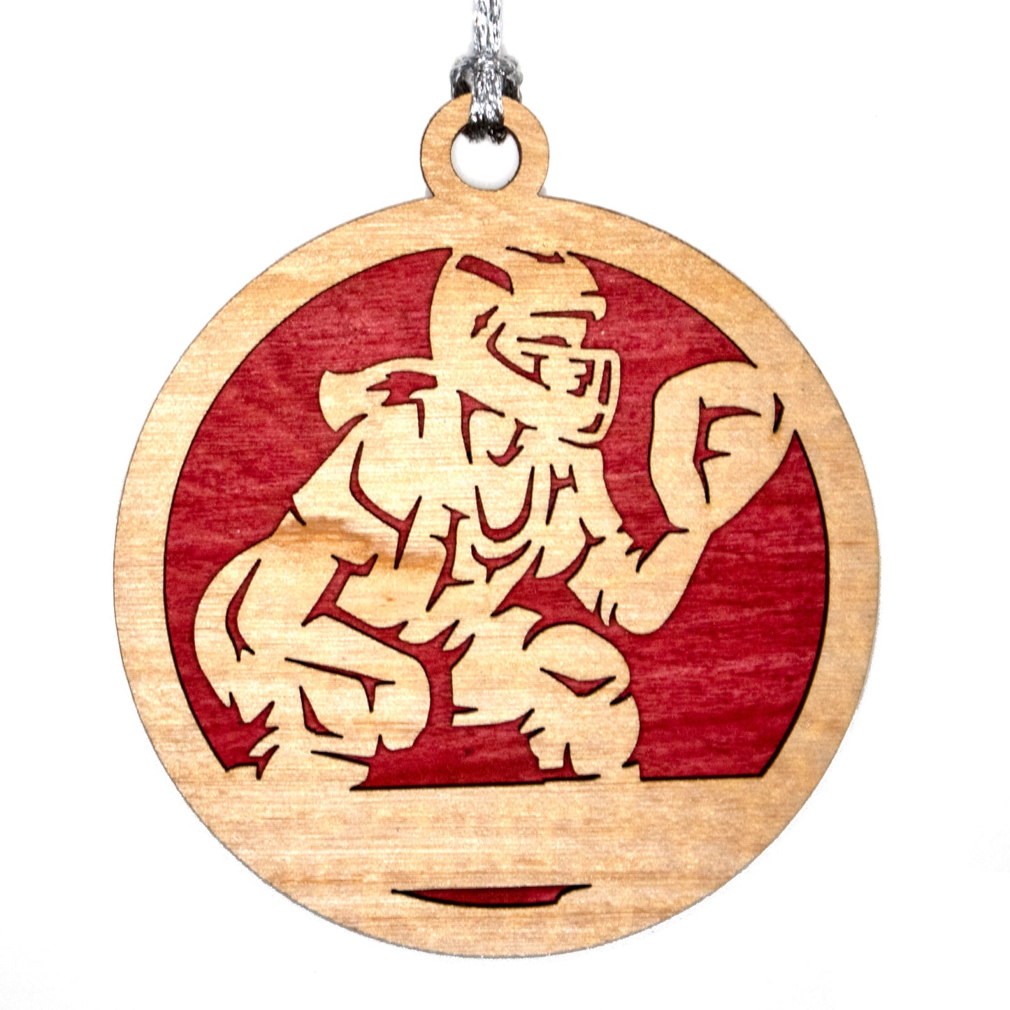 Female baseball/softball catcher laser cut personalized wood ornament