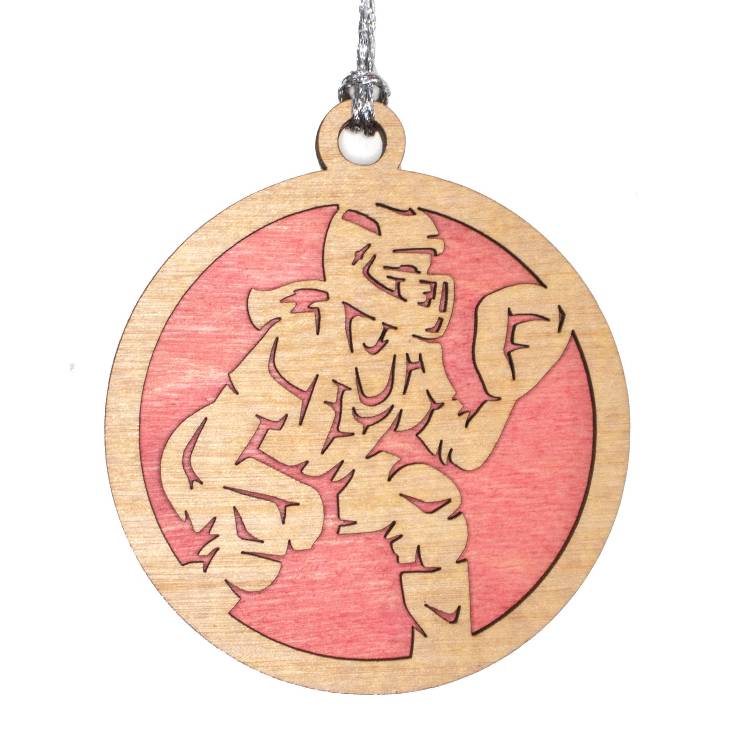 Female baseball/softball catcher laser cut wood ornament