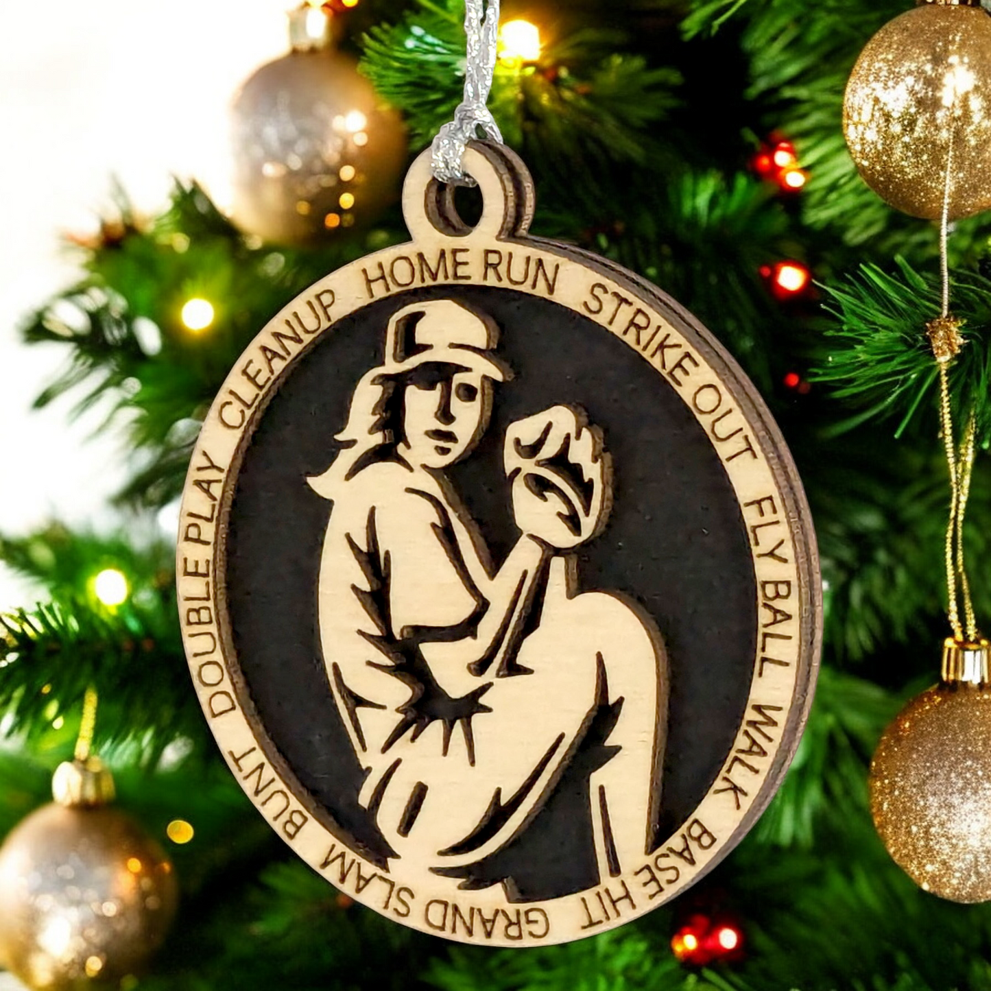 3" Personalized Female Baseball Pitcher Christmas Ornament - Handcrafted Wooden Decor for Sports Enthusiasts