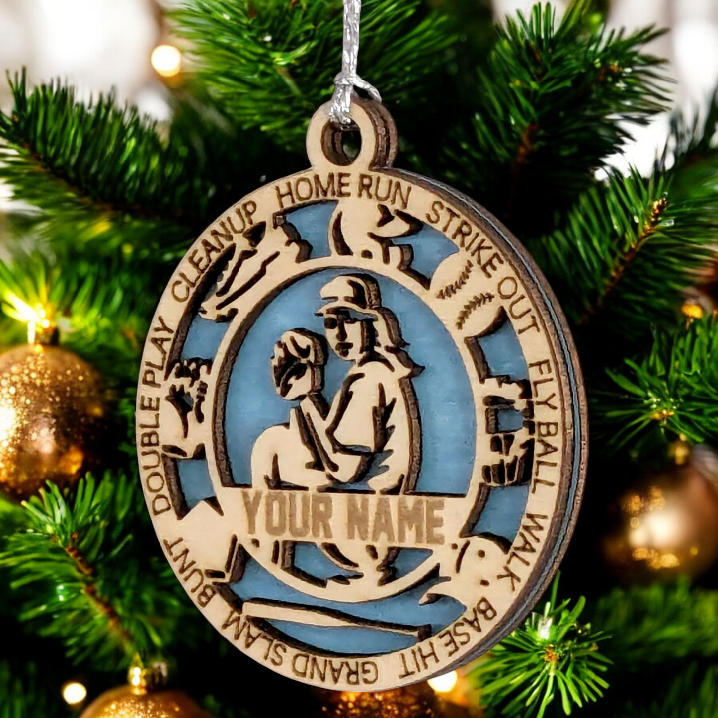 3" Personalized Female Baseball Pitcher Christmas Ornament - Handcrafted Wooden Decor for Sports Enthusiasts