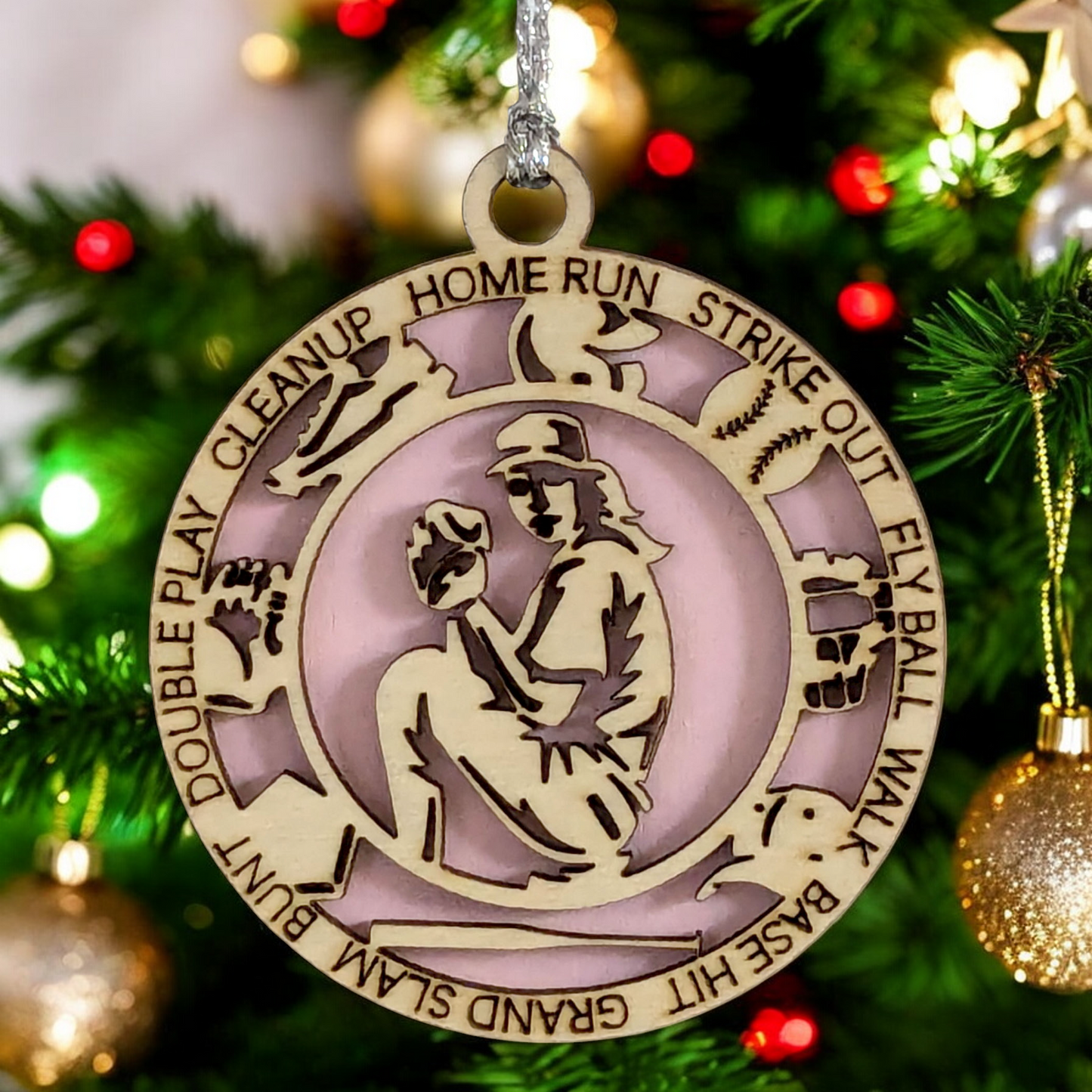 3" Personalized Female Baseball Pitcher Christmas Ornament - Handcrafted Wooden Decor for Sports Enthusiasts